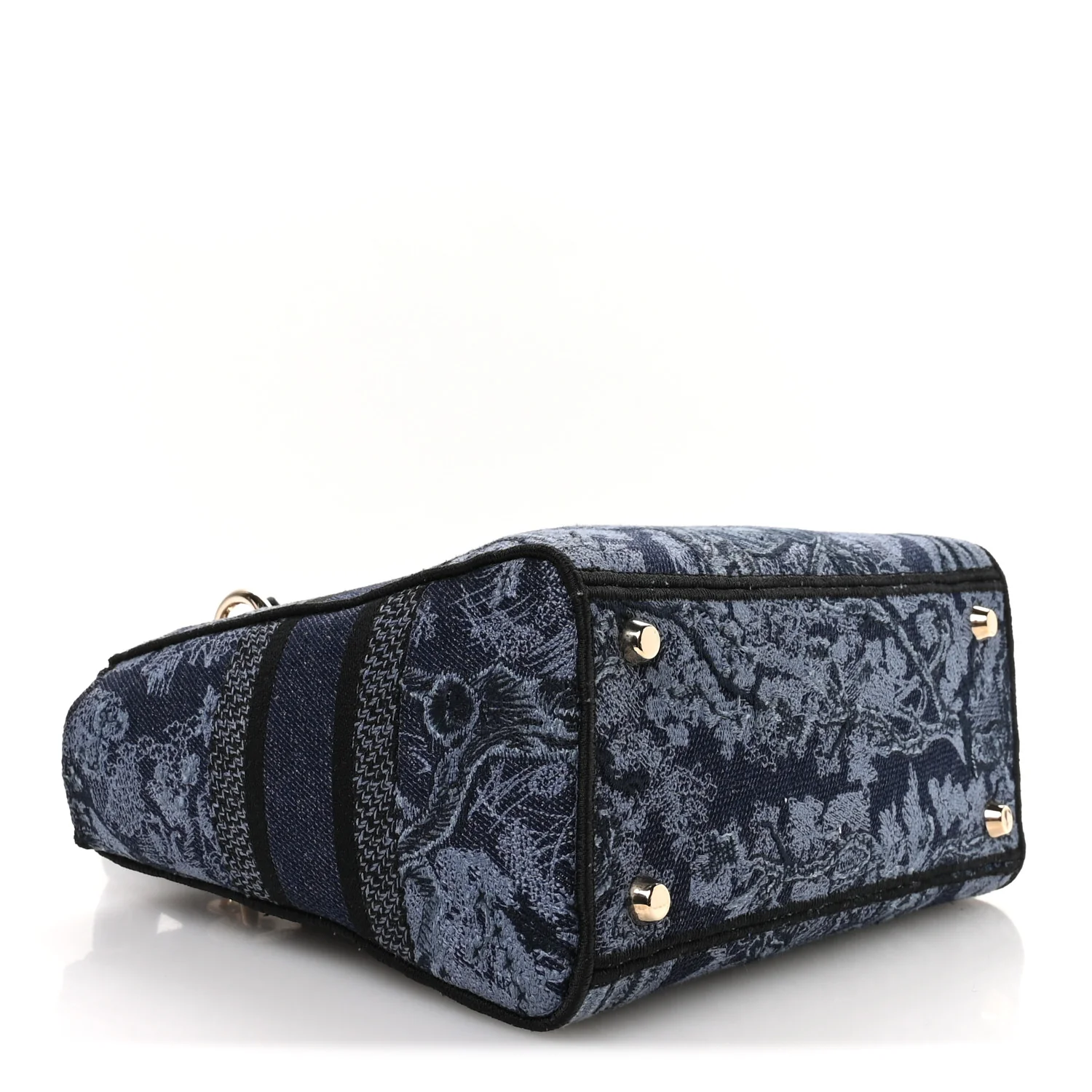 Canvas Toile De Jouy Reverse Embroidered Medium Lady D-Lite Navy Blue - Image 4