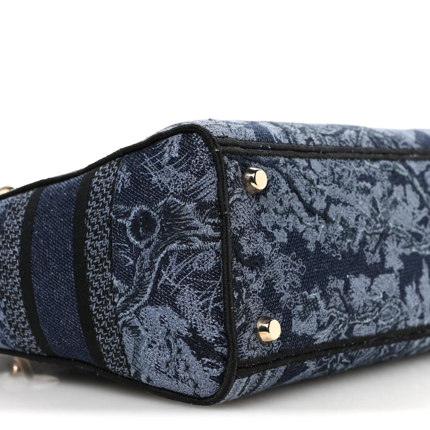 Canvas Toile De Jouy Reverse Embroidered Medium Lady D-Lite Navy Blue - Image 9