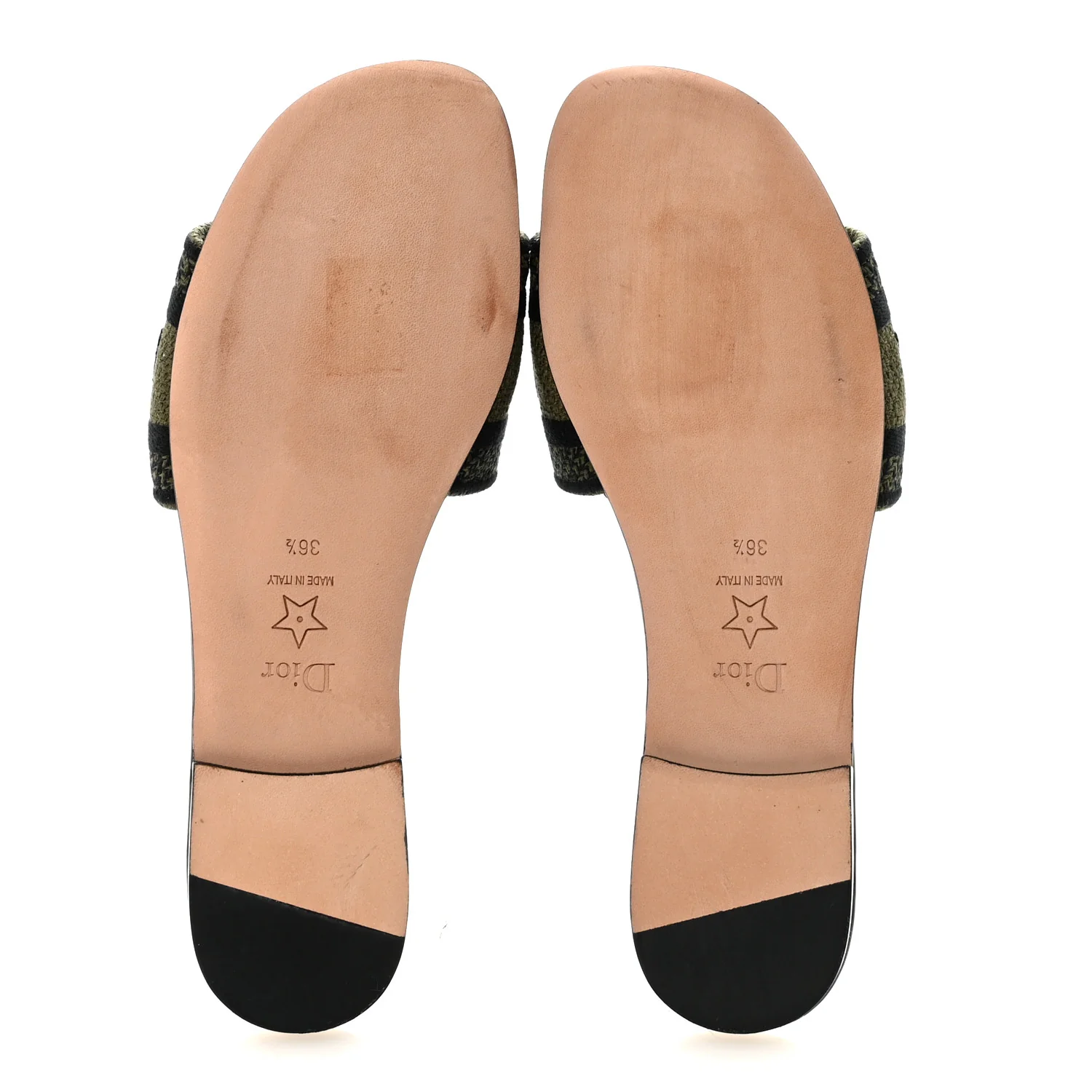 Canvas Union Embroidered Dway Flat Slide Sandals 36.5 Kaki - Image 6