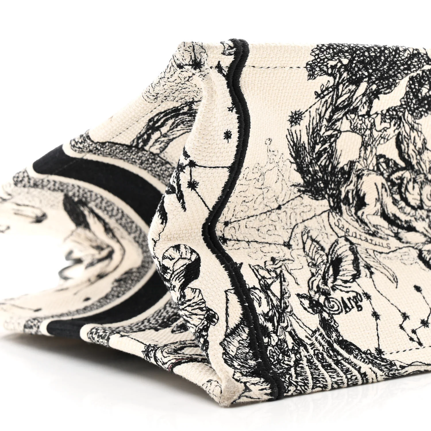 Canvas Zodiac Toile De Jouy Embroidered Medium Book Tote Latte - Image 9