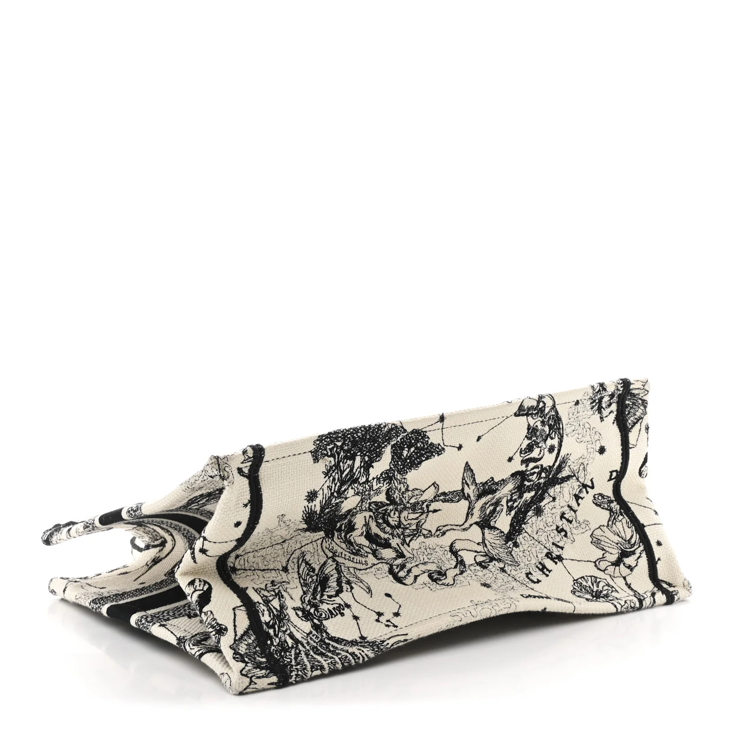 Canvas Zodiac Toile De Jouy Embroidered Medium Book Tote Latte - Image 4