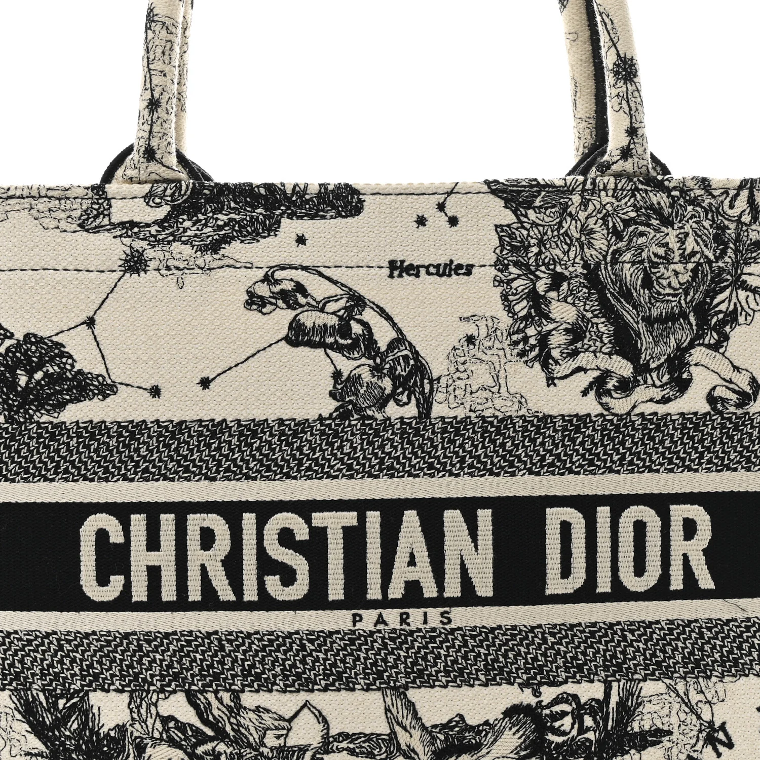 Canvas Zodiac Toile De Jouy Embroidered Medium Book Tote Latte - Image 8