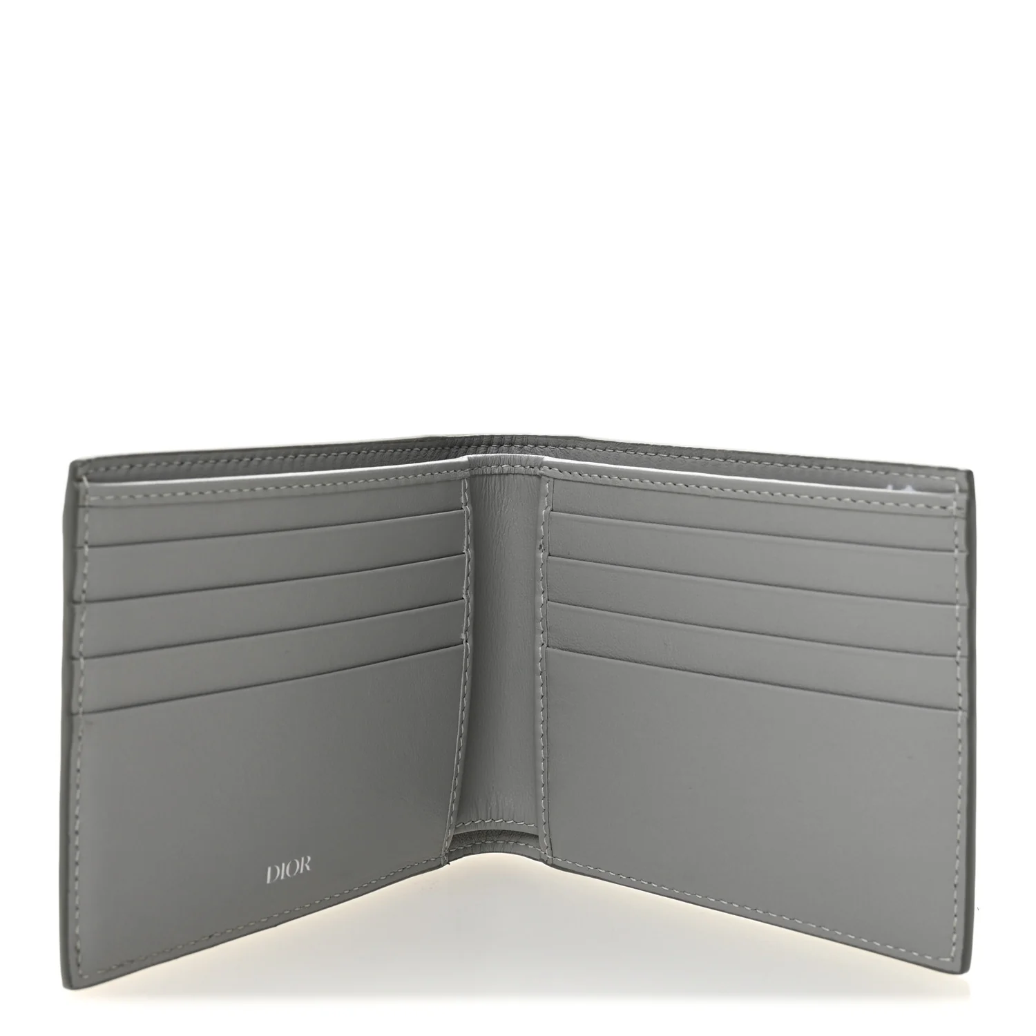 Coated Canvas Calfskin CD Diamond Bifold Wallet Grey - Image 5