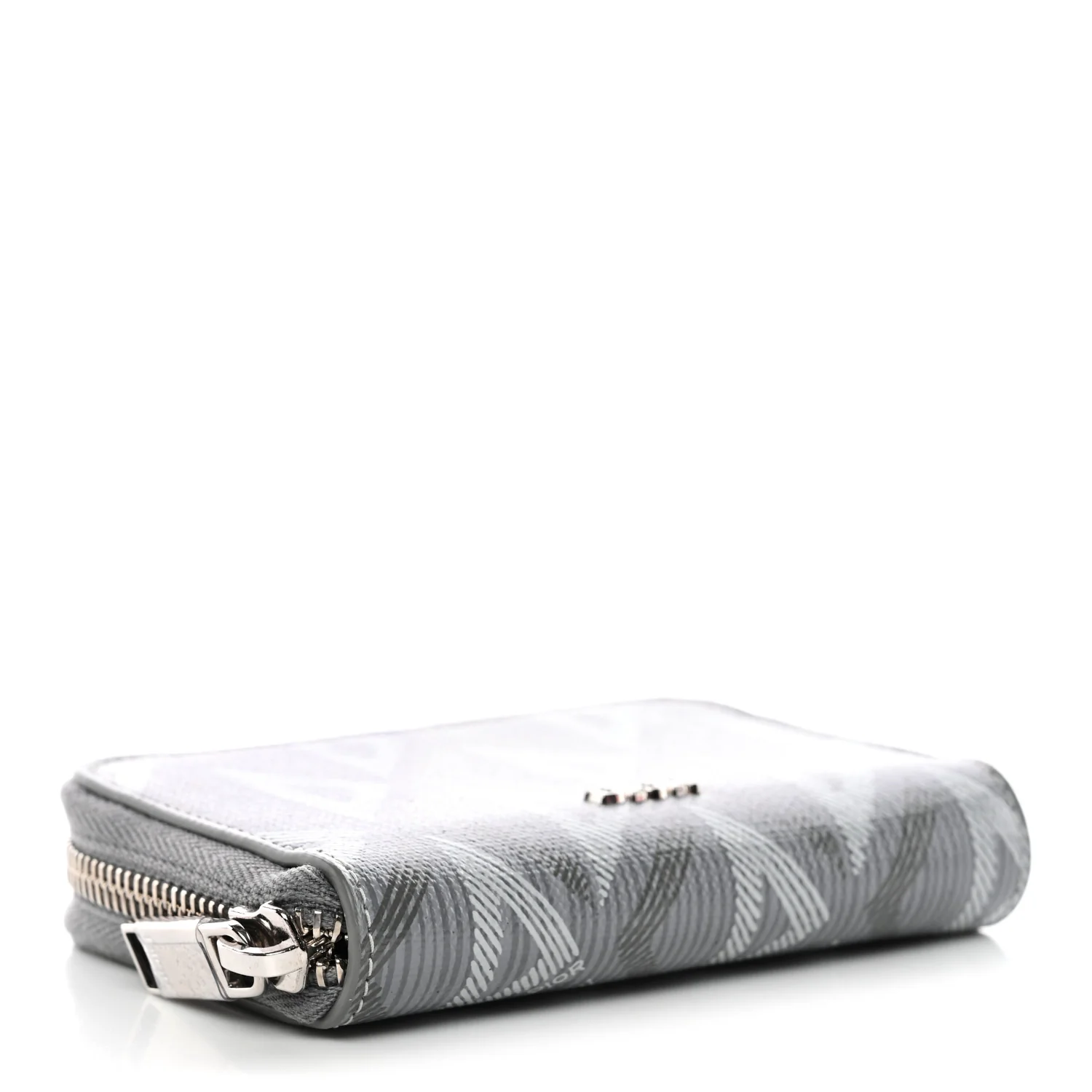 Coated Canvas Calfskin CD Diamond Zipped Coin Purse Grey - Image 4