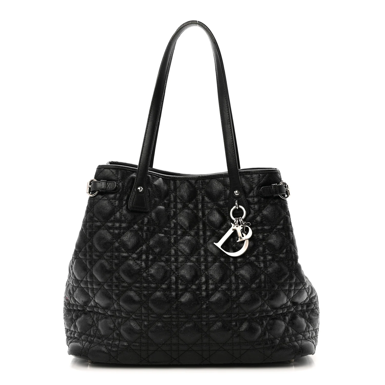 Coated Canvas Cannage Medium Panarea Tote Black