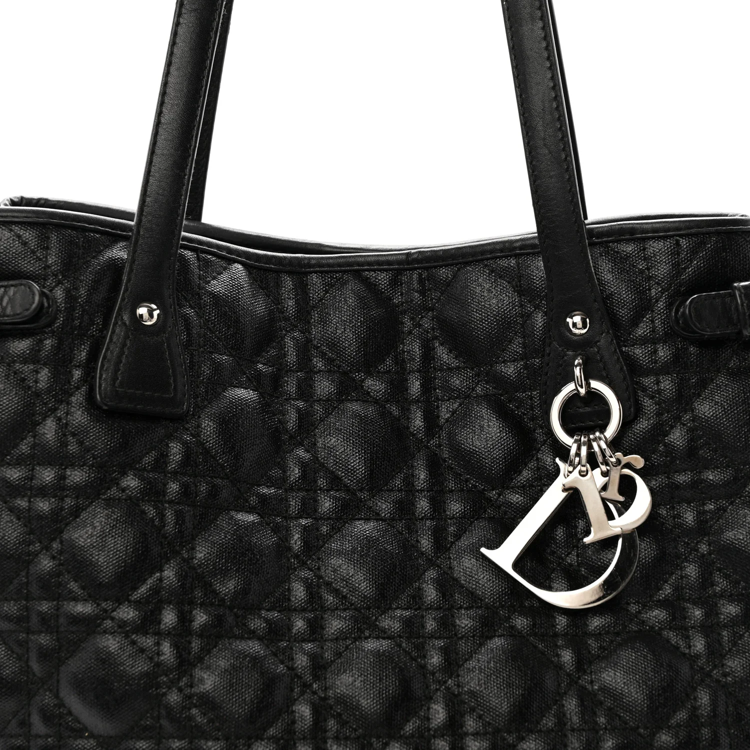 Coated Canvas Cannage Medium Panarea Tote Black - Image 8
