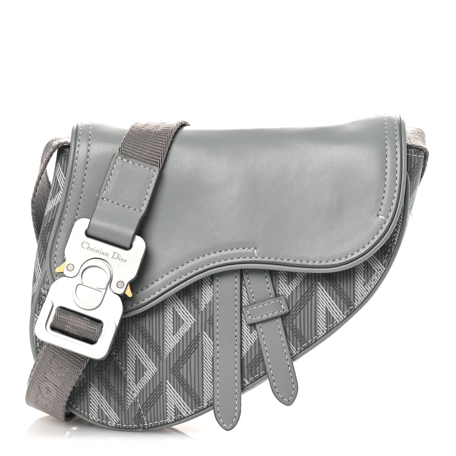 Coated Canvas CD Diamond Mens Mini Saddle Bag Grey