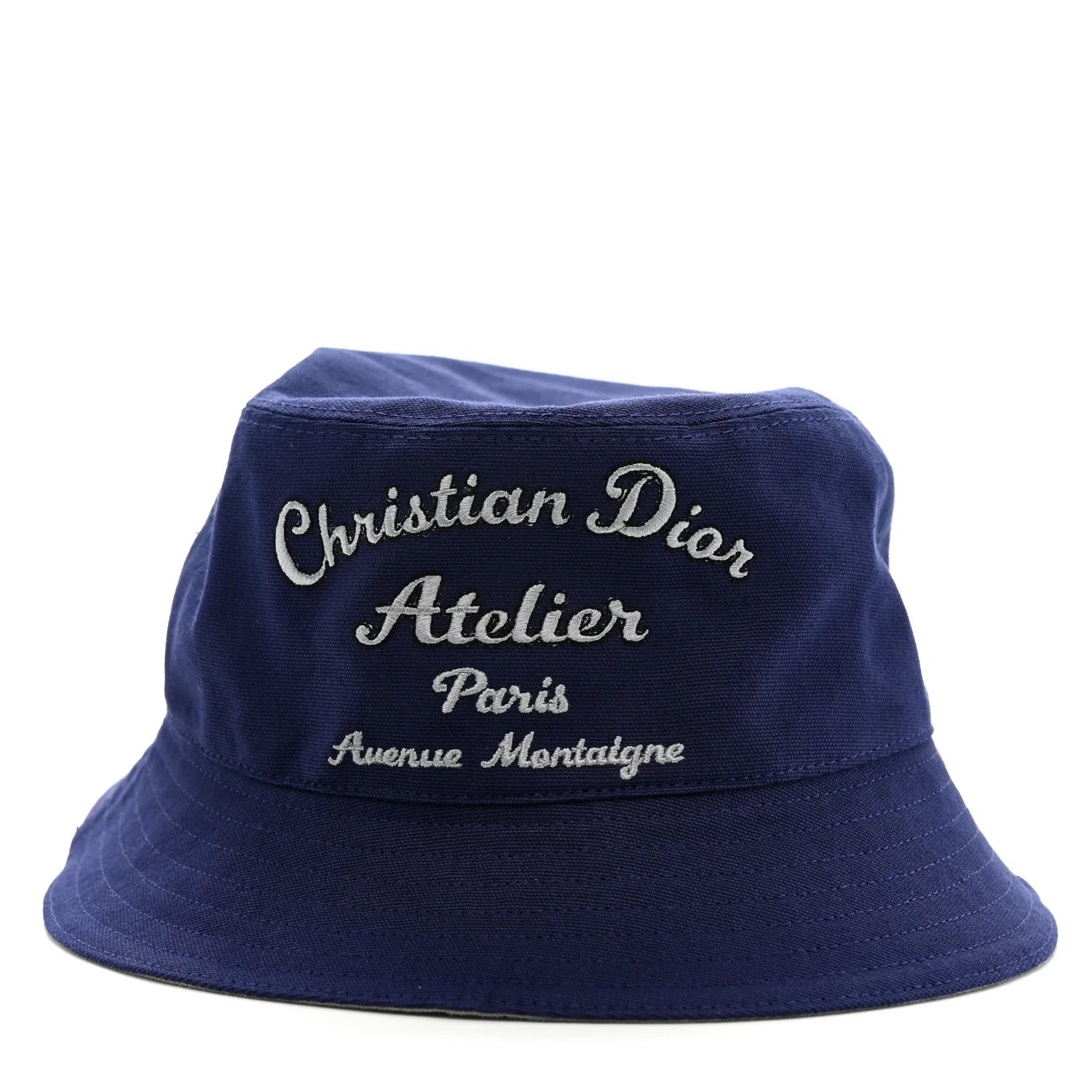 Cotton Woven Atelier Bob Bucket Hat M Blue - Image 3