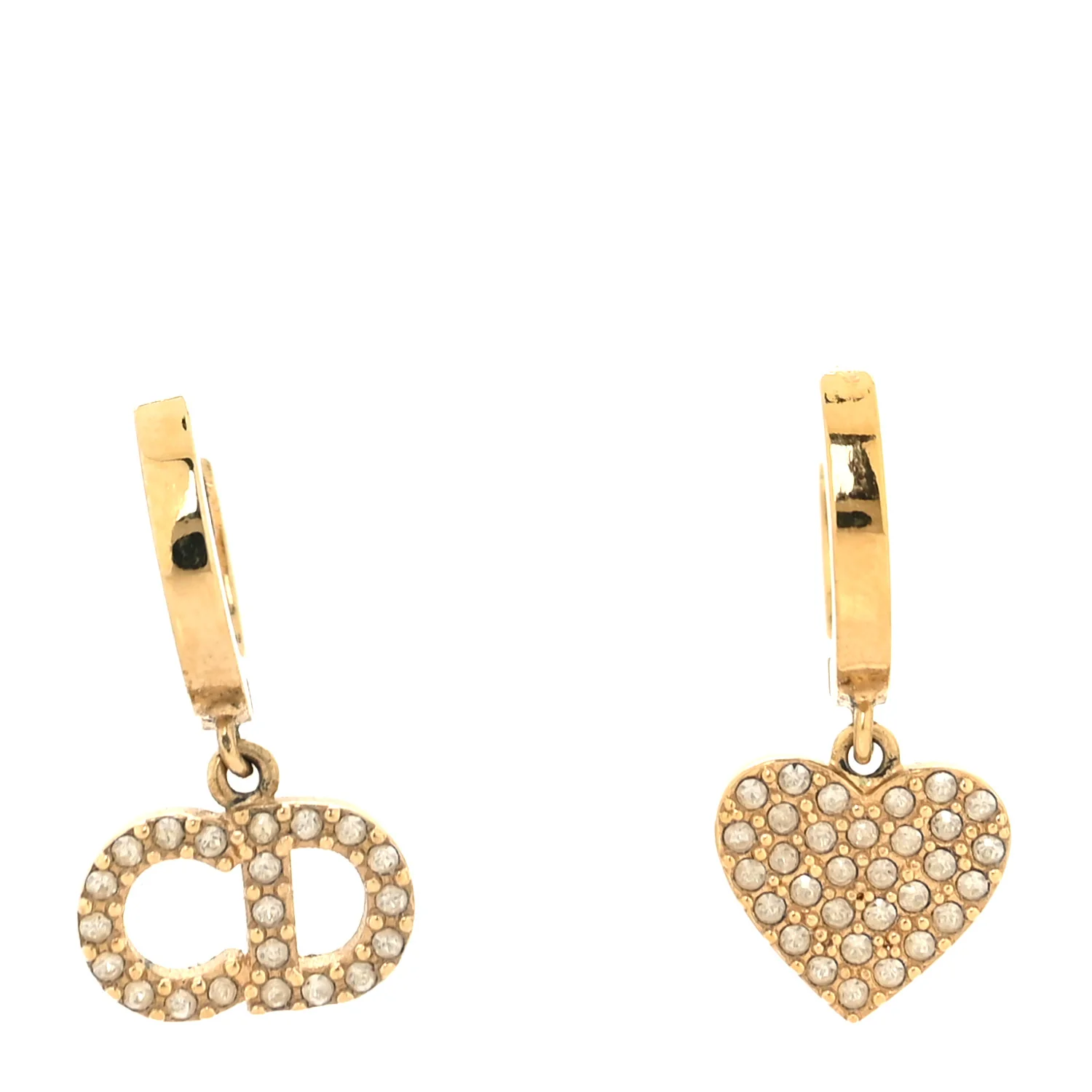 Crystal Heart Clair D Lune Hoop Drop Earrings Gold - Image 2