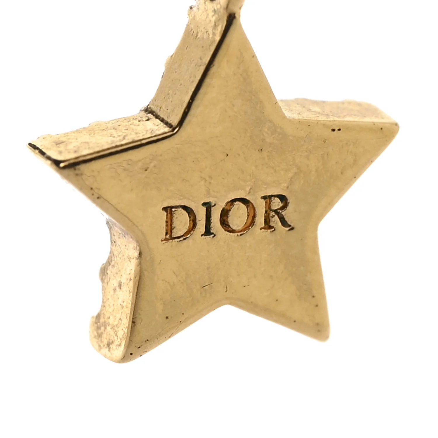 Crystal Petit CD Star Chain Earrings Gold - Image 4