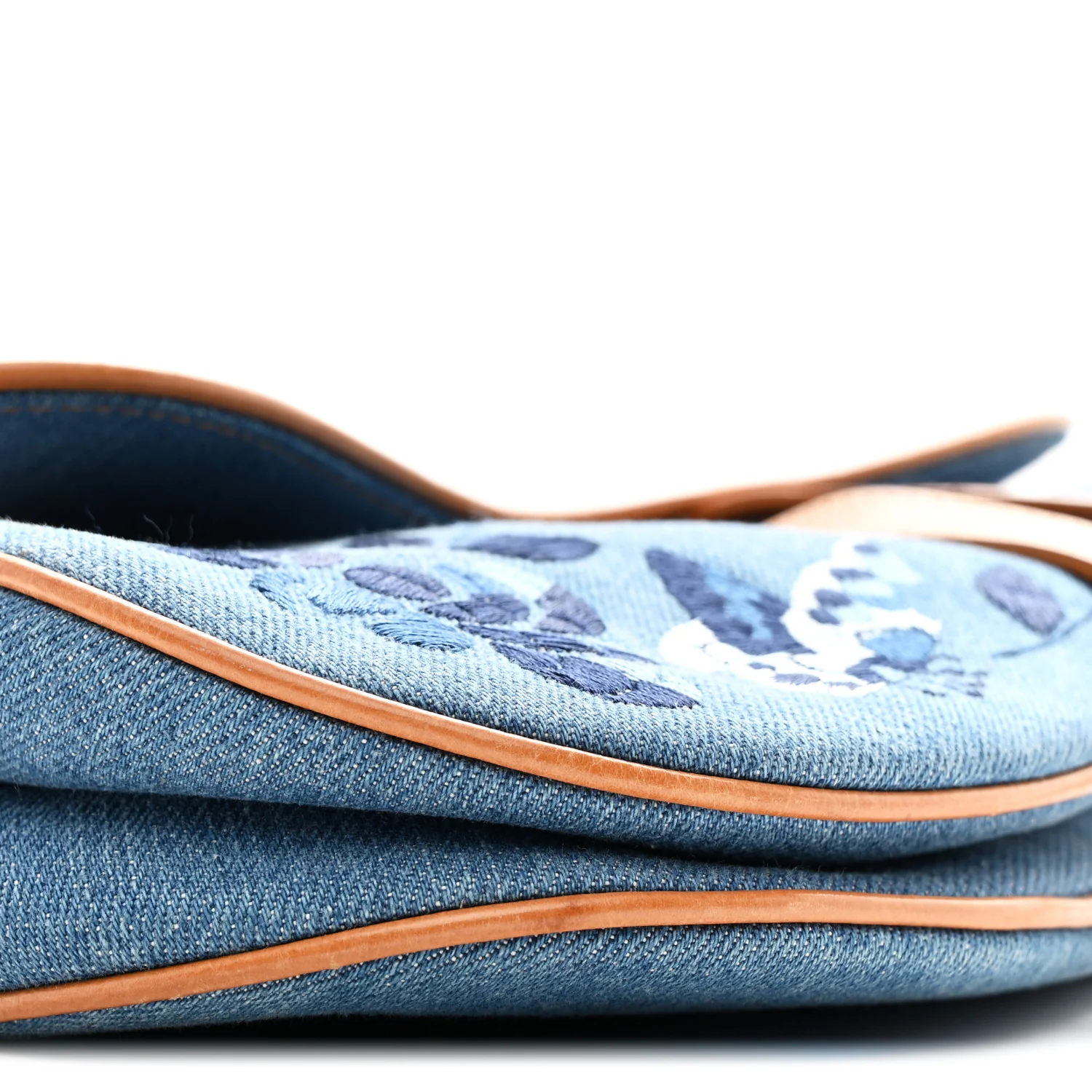 Denim Embroidered Saddle Bag Blue - Image 9
