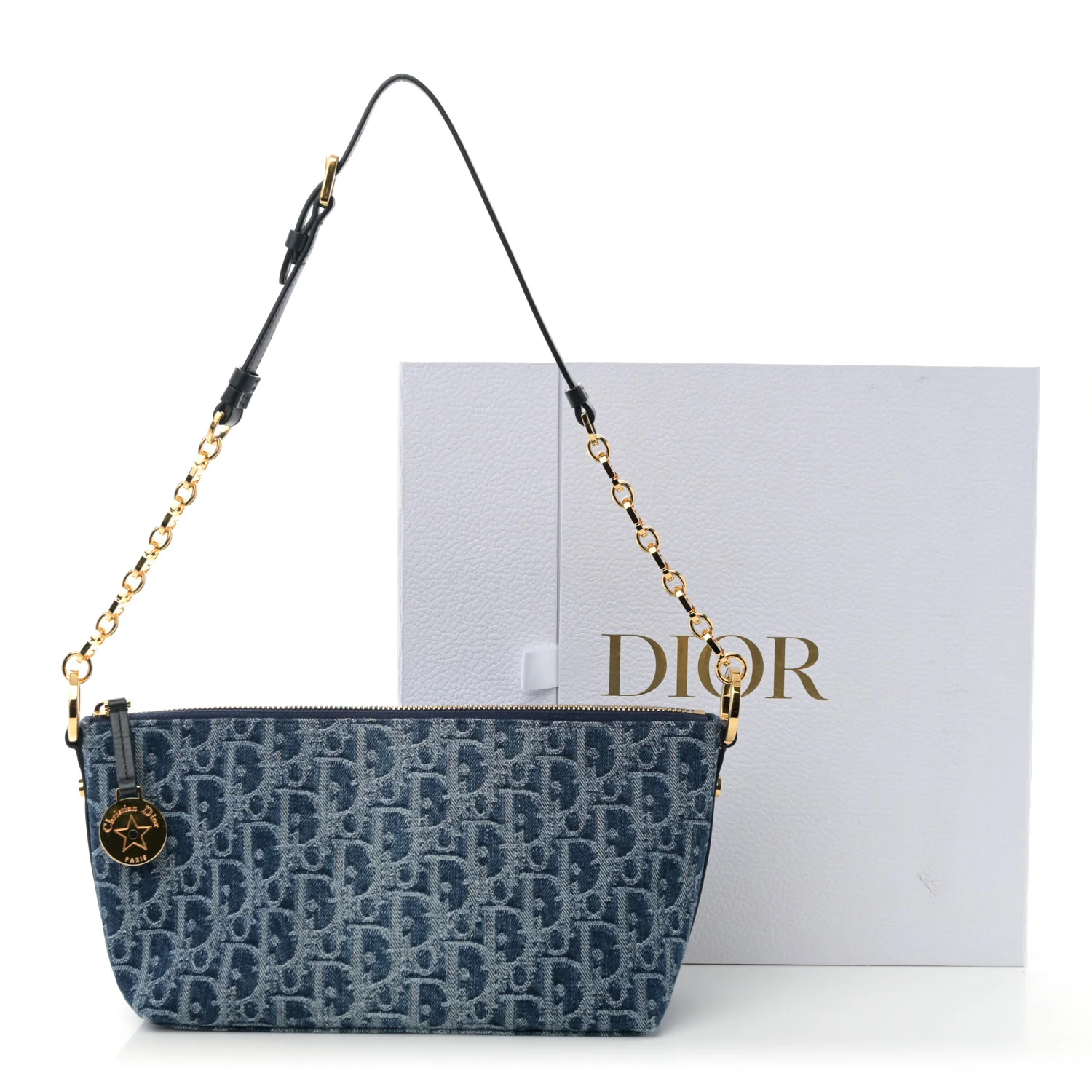 Denim Oblique Jacquard DiorStar Hobo Bag Blue - Image 10