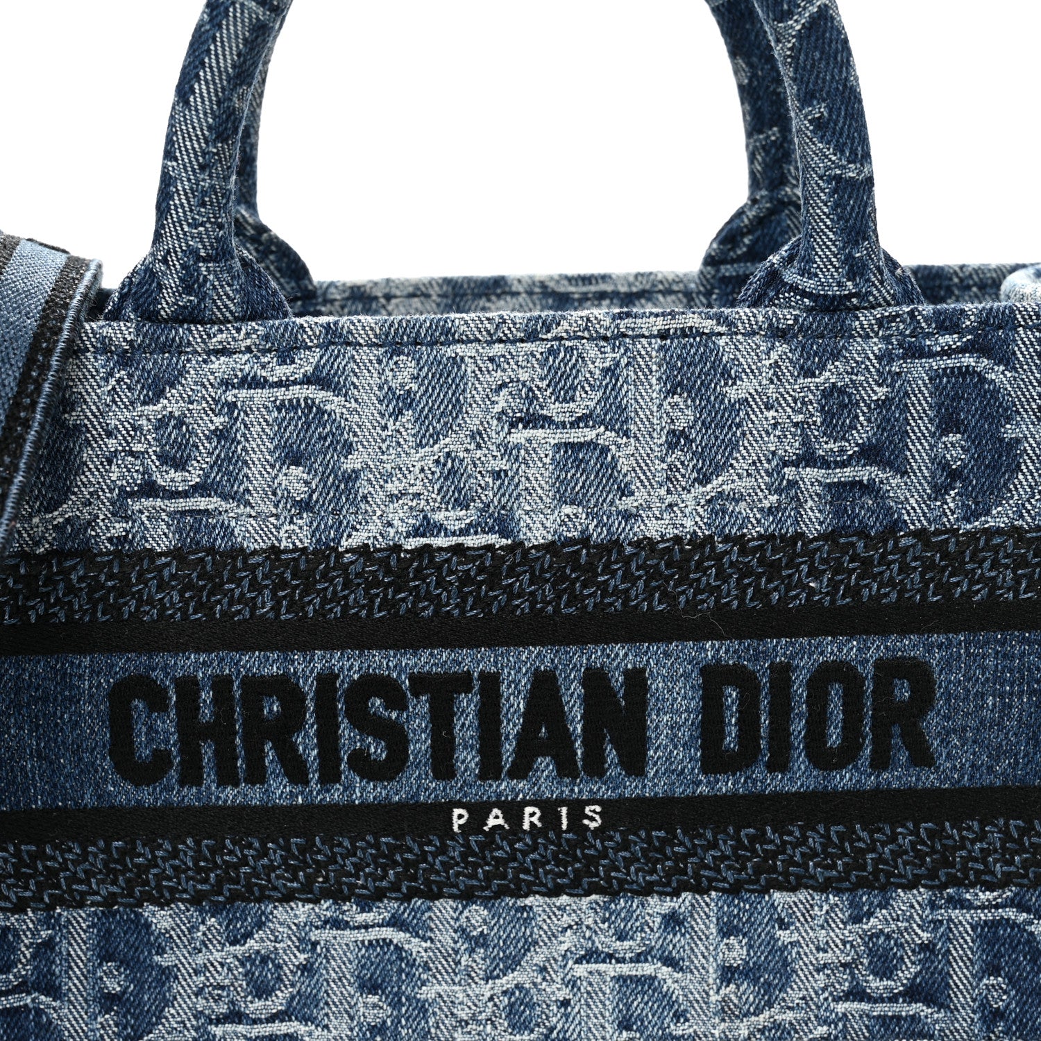 Denim Oblique Mini Book Tote With Strap Blue - Image 8