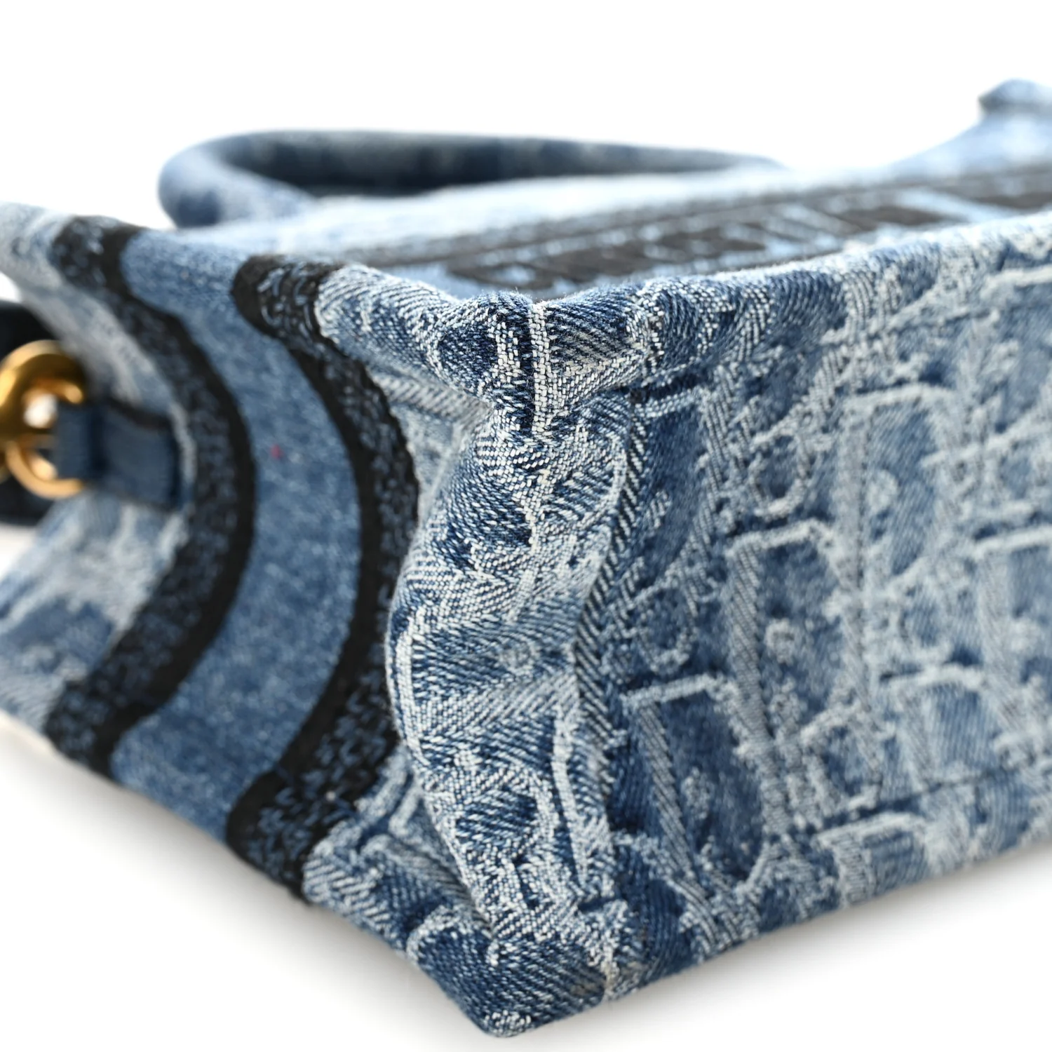 Denim Oblique Mini Book Tote With Strap Blue - Image 9