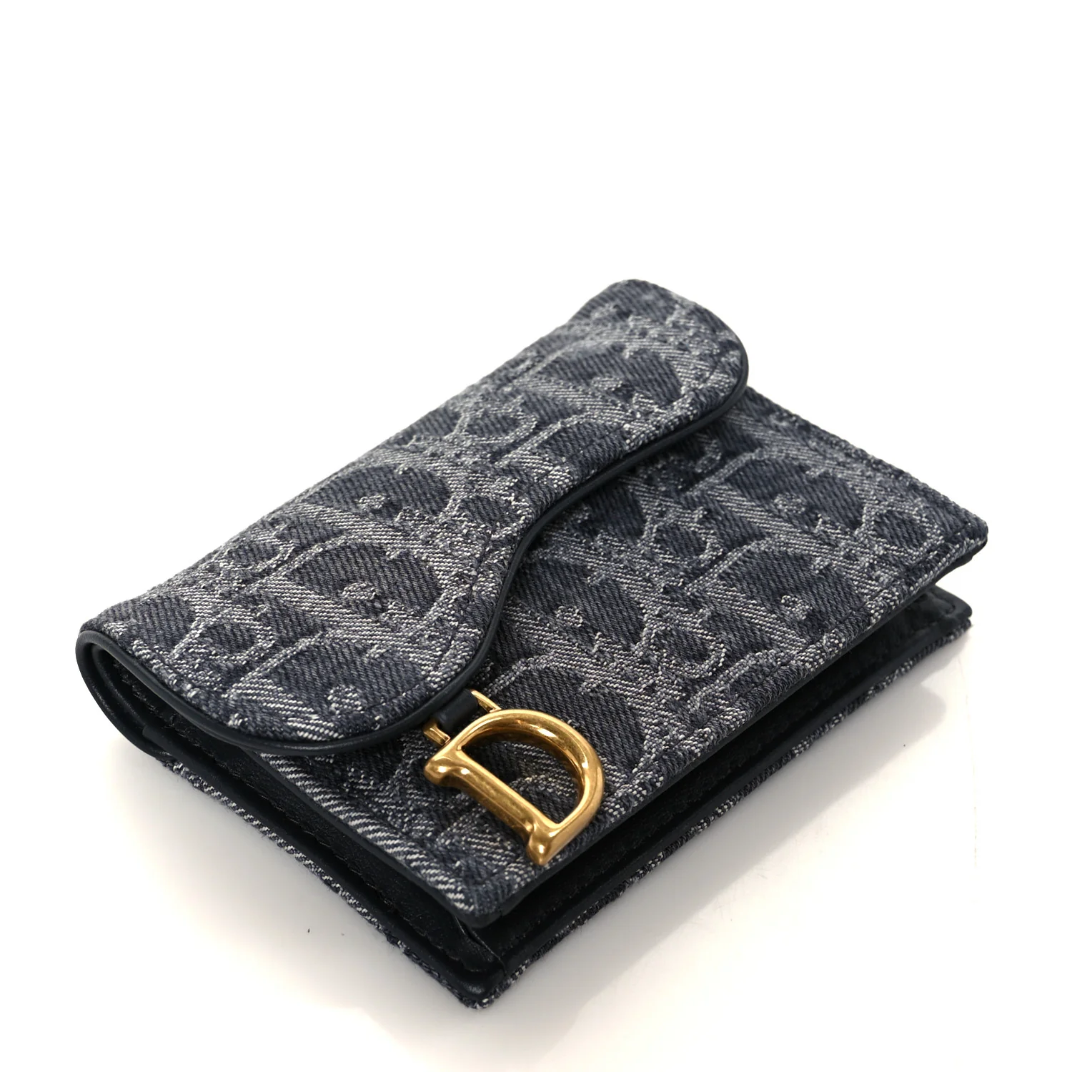 Denim Oblique Saddle Bloom Card Holder Grey - Image 4