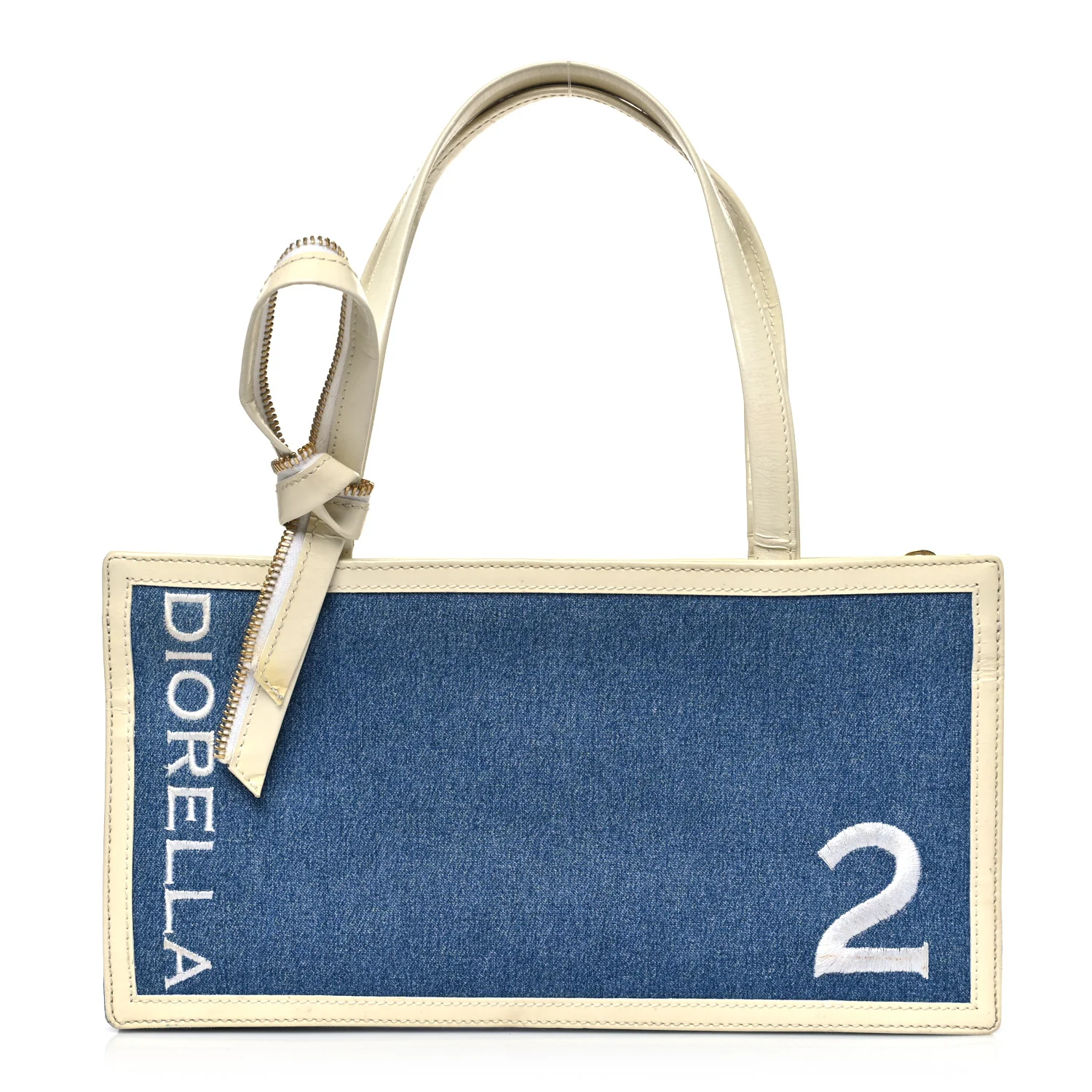 Denim Patent Diorella Rectangular Bag Blue