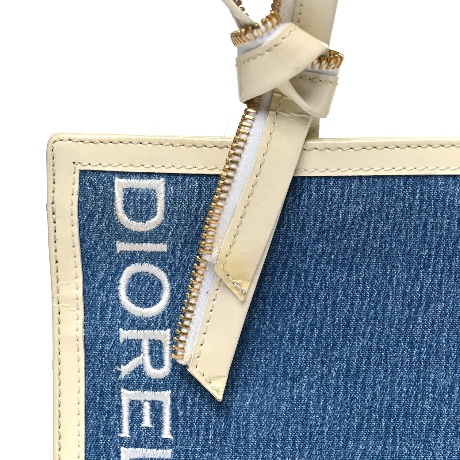 Denim Patent Diorella Rectangular Bag Blue - Image 12