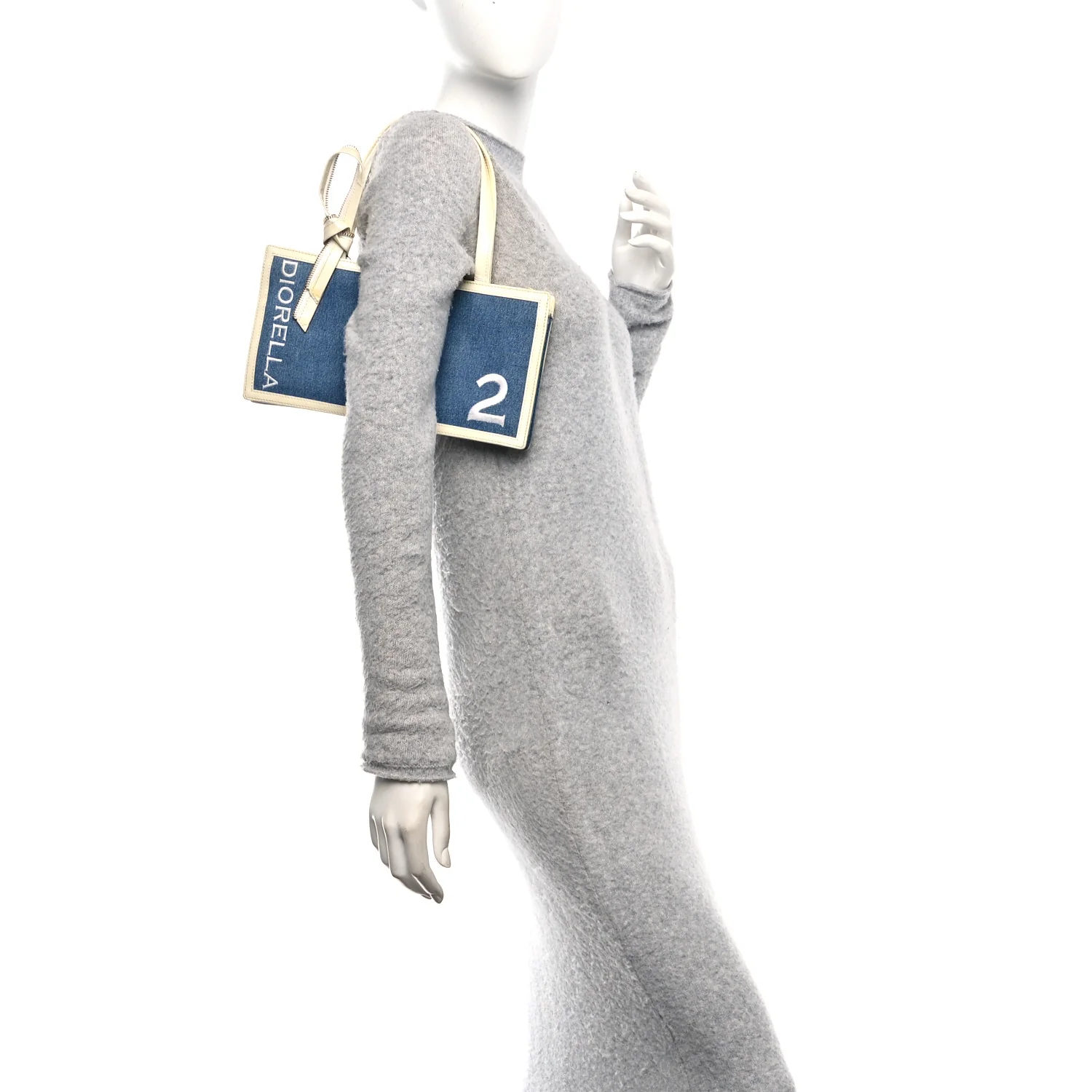Denim Patent Diorella Rectangular Bag Blue - Image 3