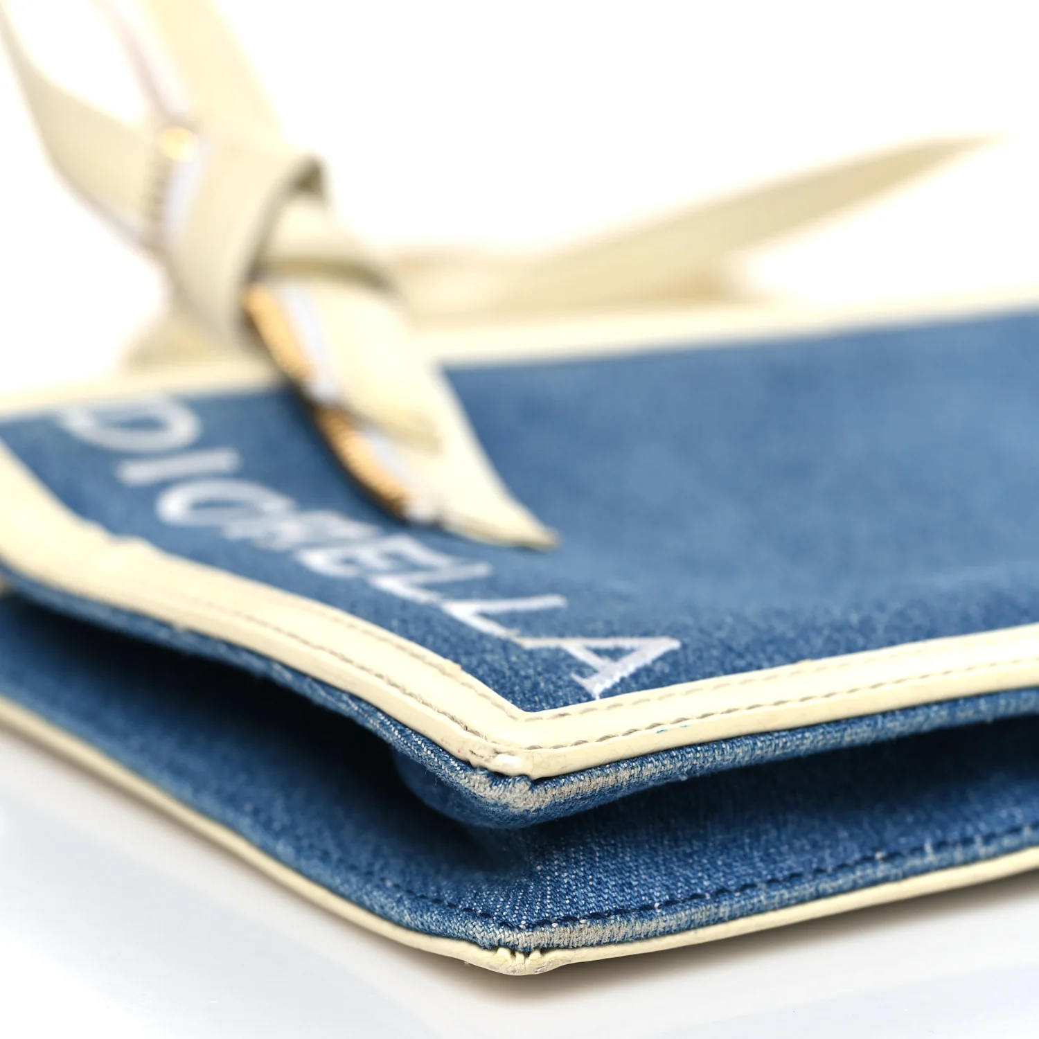 Denim Patent Diorella Rectangular Bag Blue - Image 9