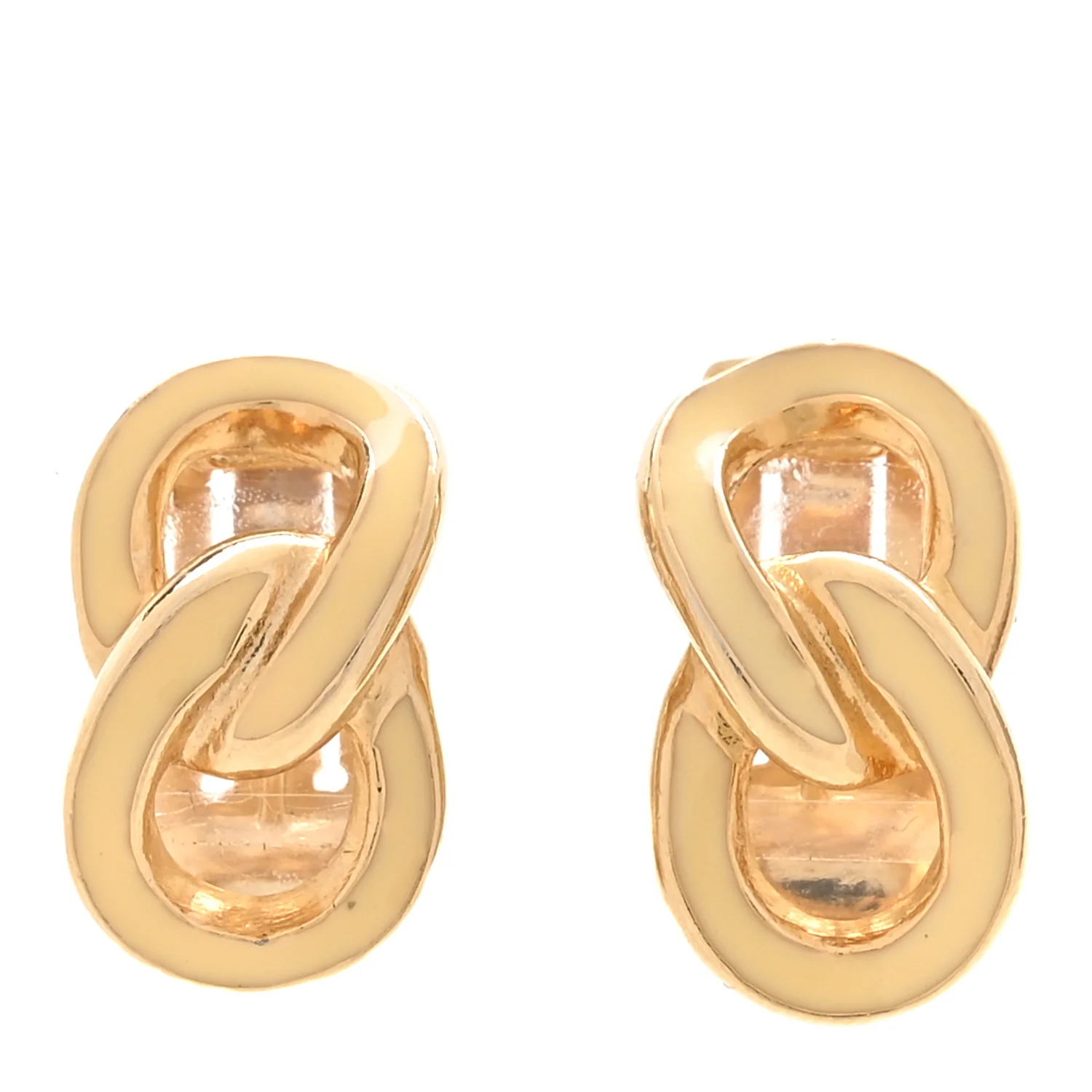 Enamel Chain Link Clip On Earrings Gold Yellow