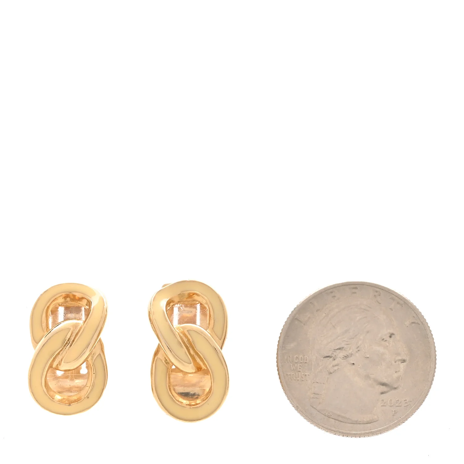 Enamel Chain Link Clip On Earrings Gold Yellow - Image 2
