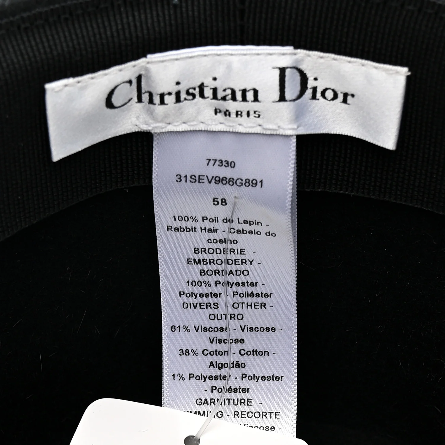 Felt Diorodeo Large Brim Hat 58 Black - Image 8