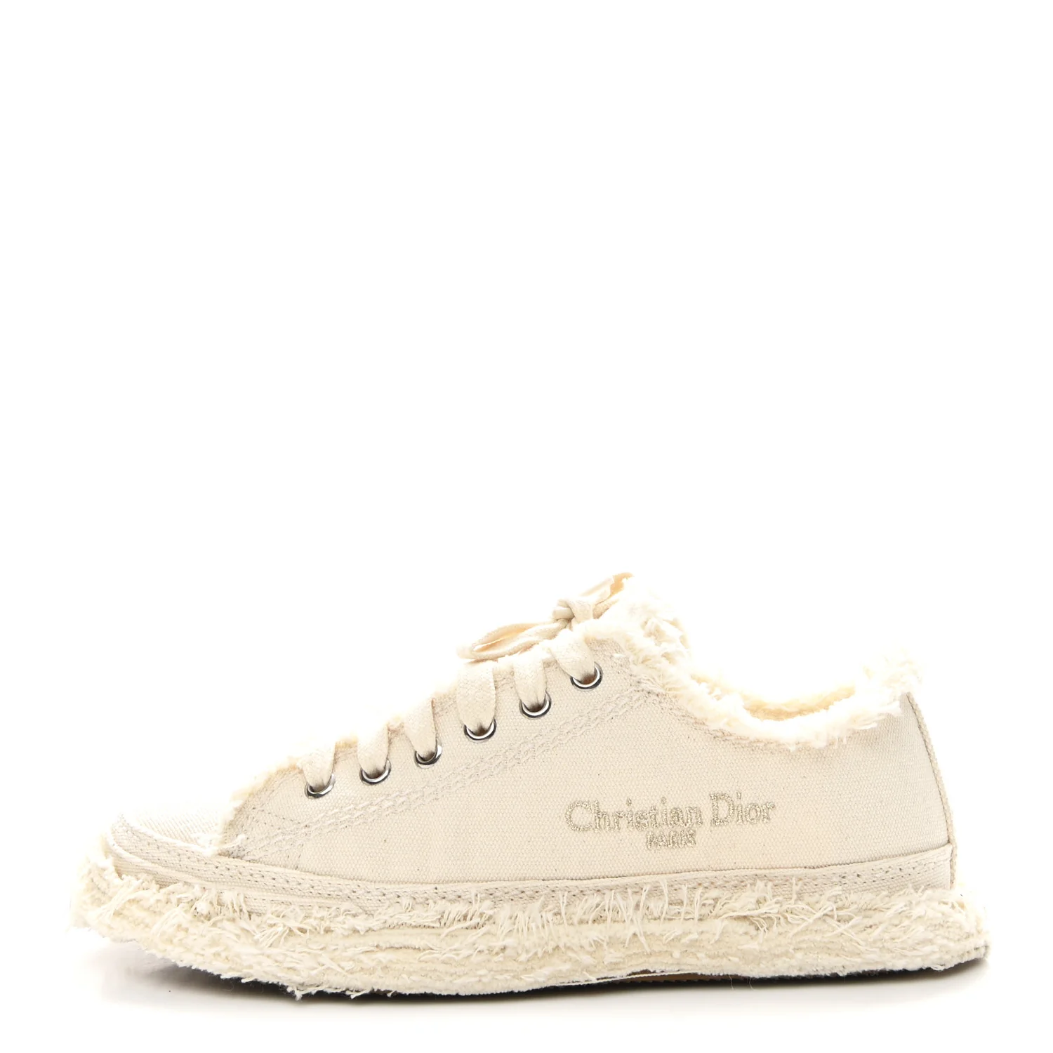 Frayed Canvas Embroidered Logo D-Blaze Sneakers 37 Ecru