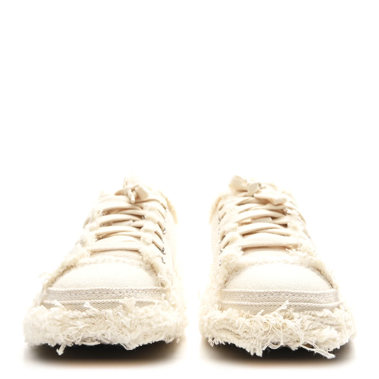 Frayed Canvas Embroidered Logo D-Blaze Sneakers 37 Ecru - Image 3