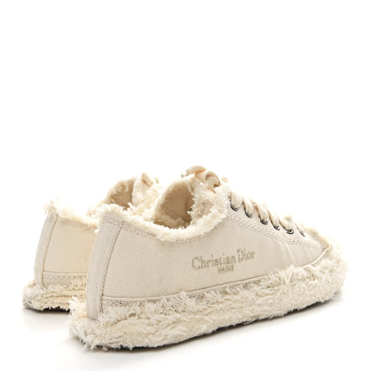 Frayed Canvas Embroidered Logo D-Blaze Sneakers 37 Ecru - Image 5