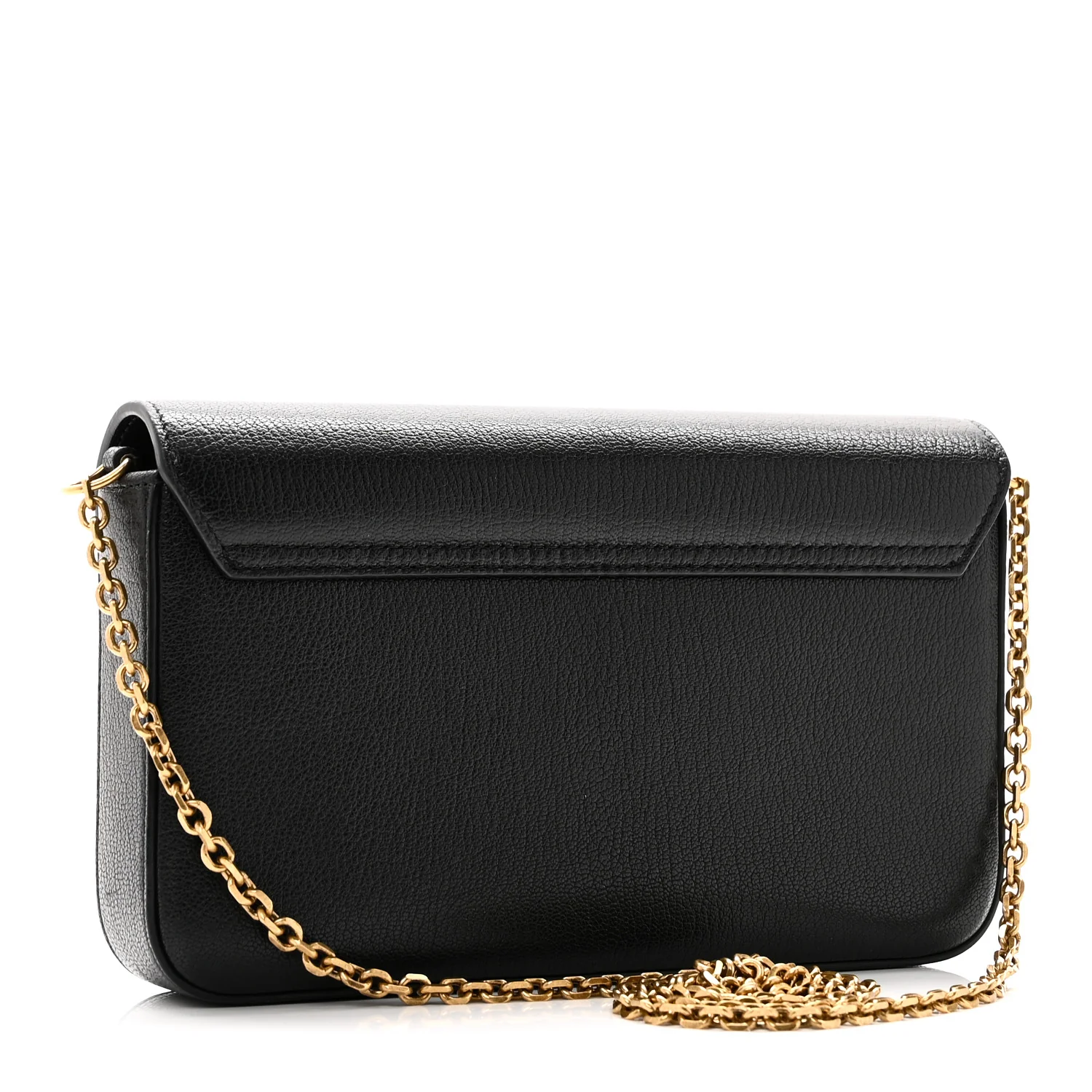Goatskin Medium Saddle Pouch With Chain Black - Image 3