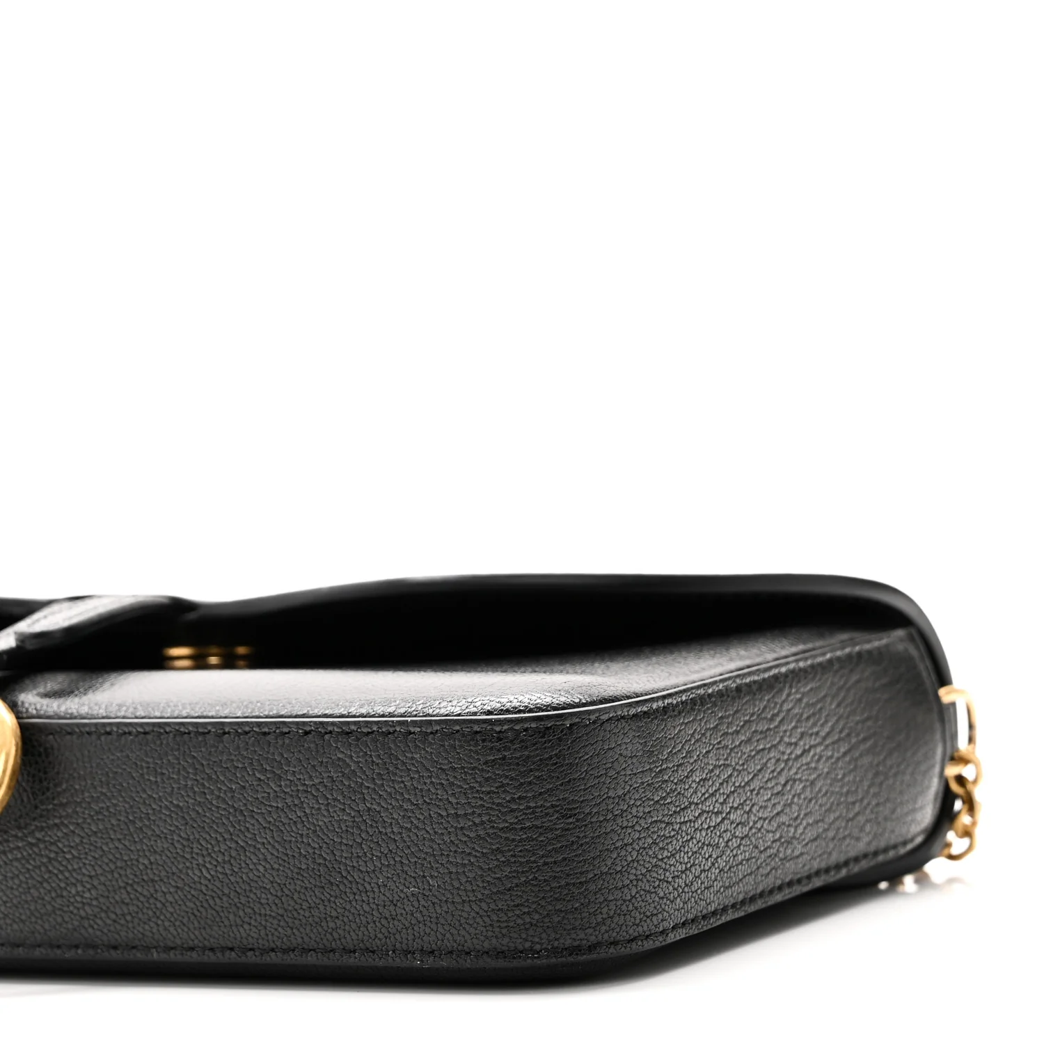 Goatskin Medium Saddle Pouch With Chain Black - Image 9