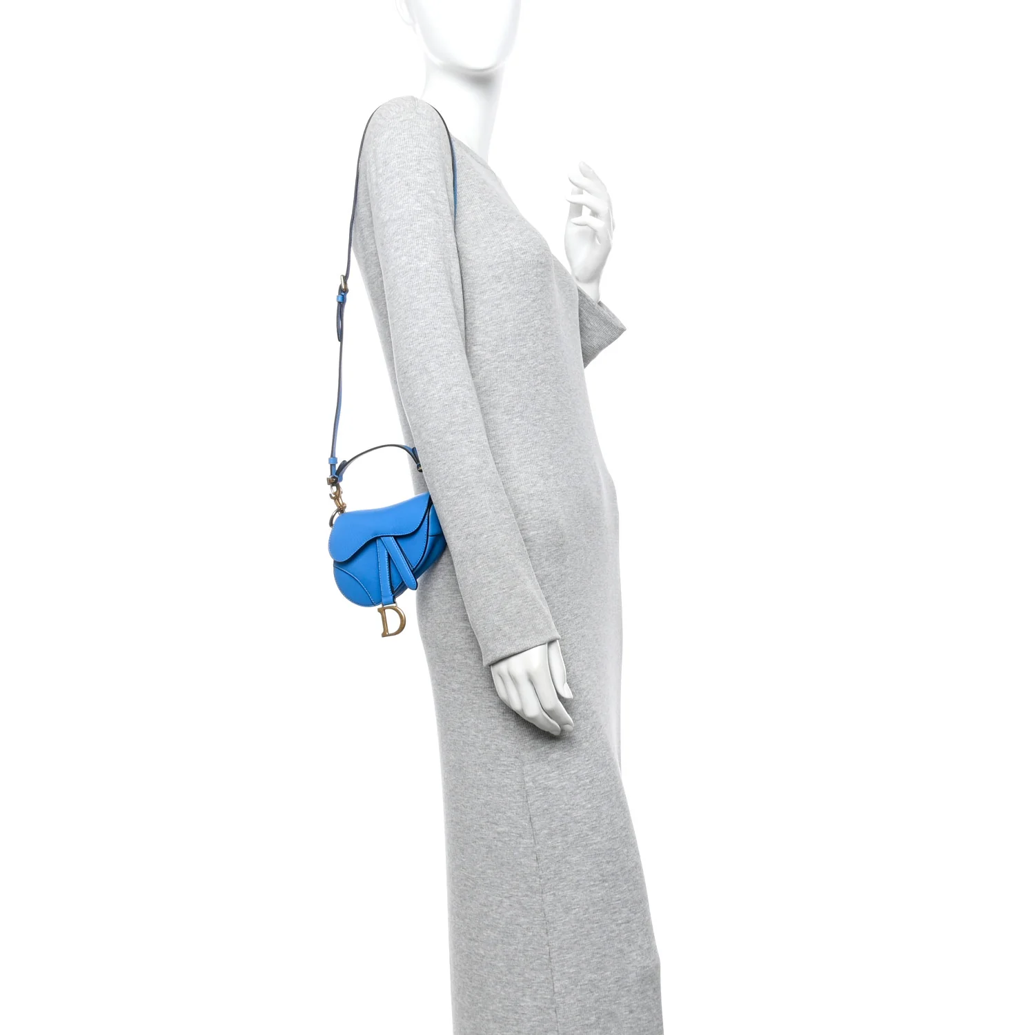 Goatskin Micro Saddle Bag With Strap Blue - Image 2