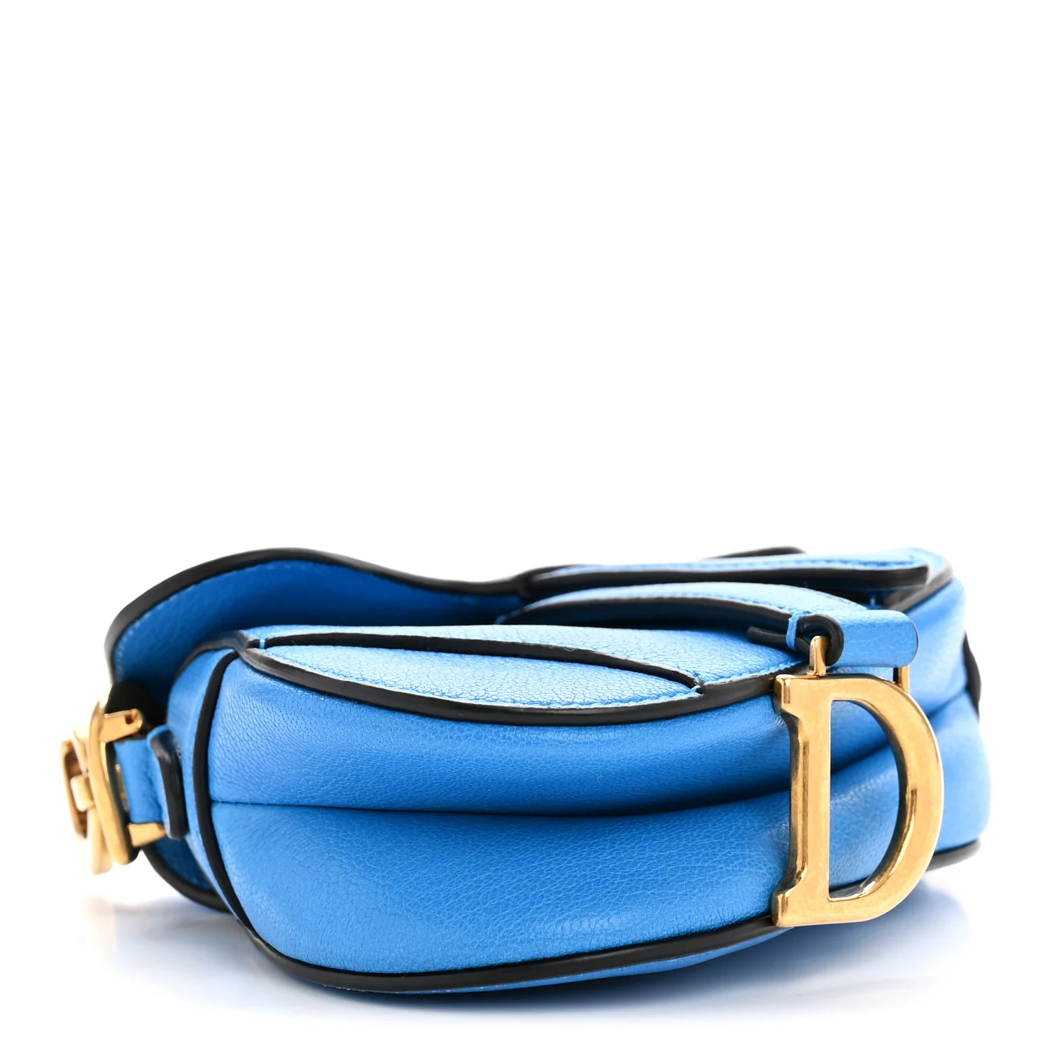 Goatskin Micro Saddle Bag With Strap Blue - Image 4
