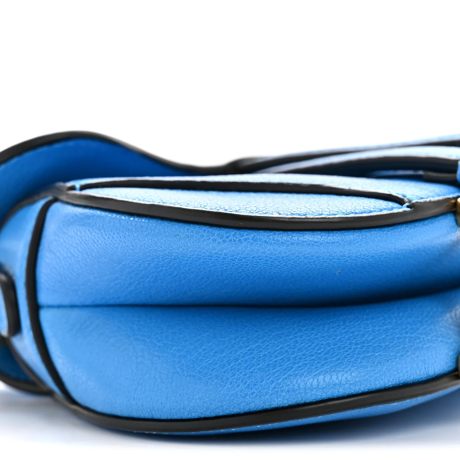 Goatskin Micro Saddle Bag With Strap Blue - Image 9