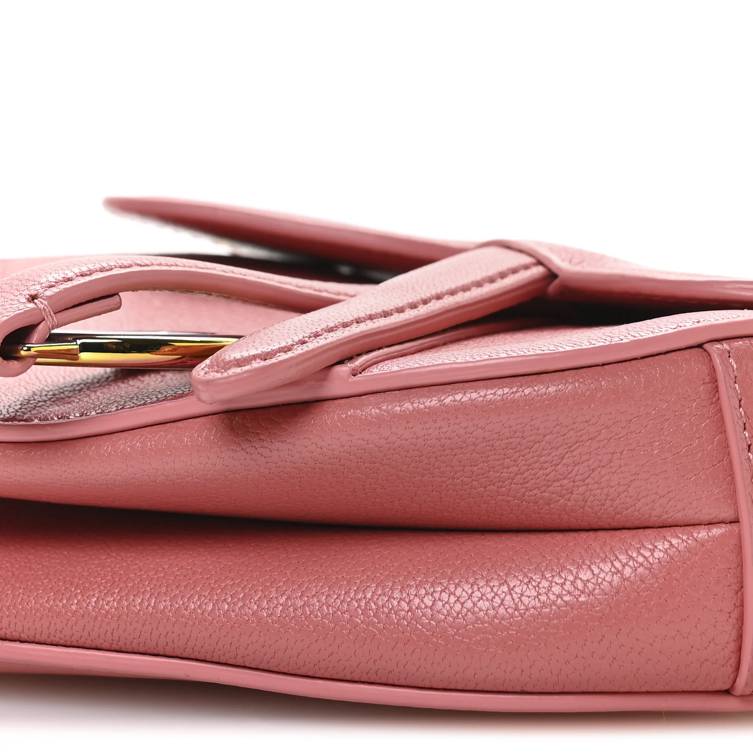 Goatskin Micro Saddle Bag With Strap Coral Powder - Image 10