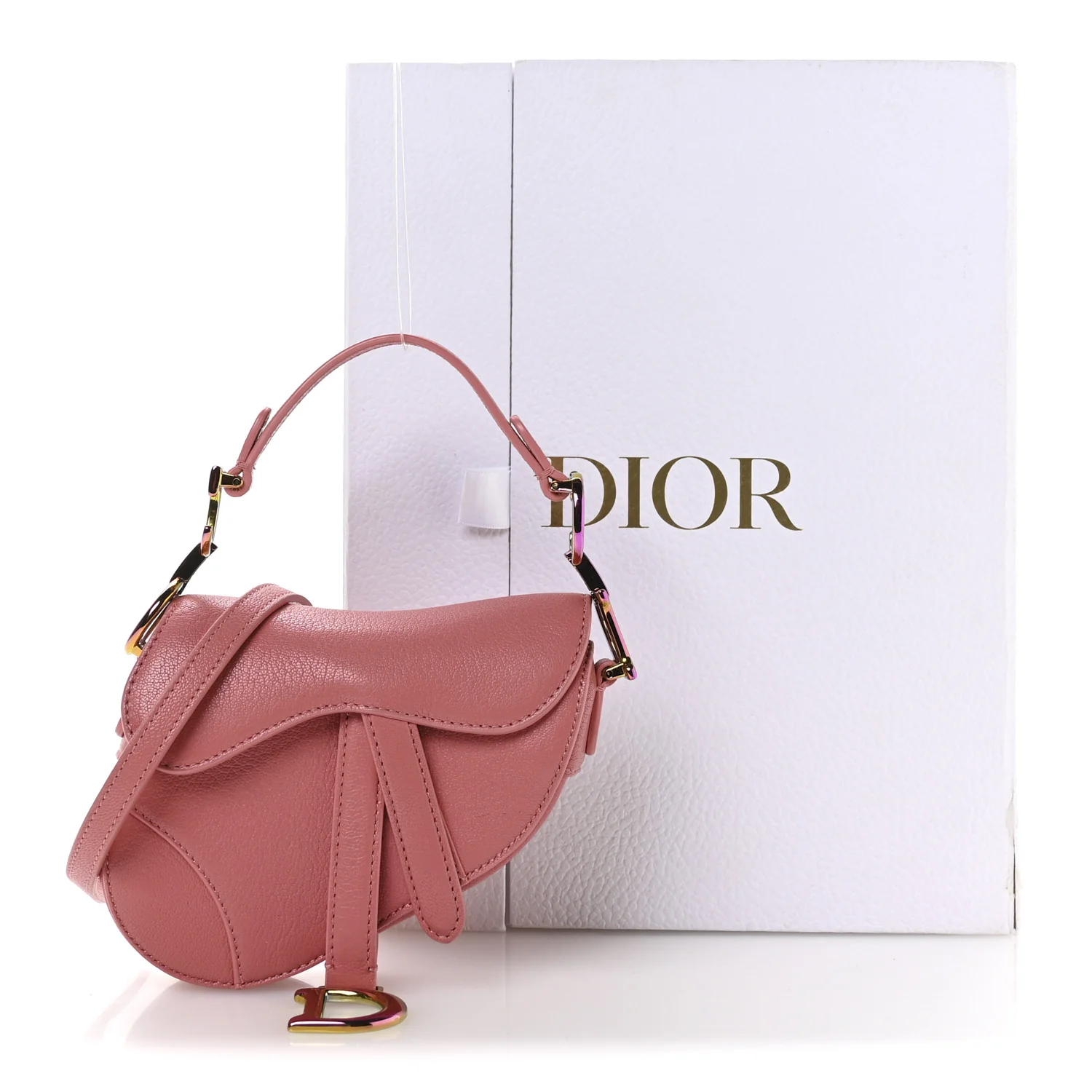 Goatskin Micro Saddle Bag With Strap Coral Powder - Image 11