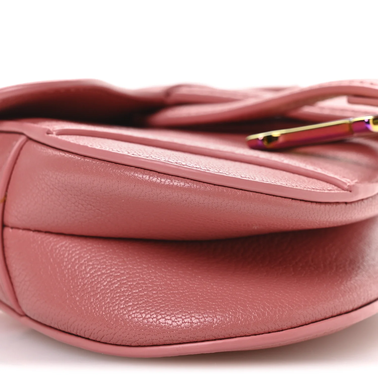 Goatskin Micro Saddle Bag With Strap Coral Powder - Image 9