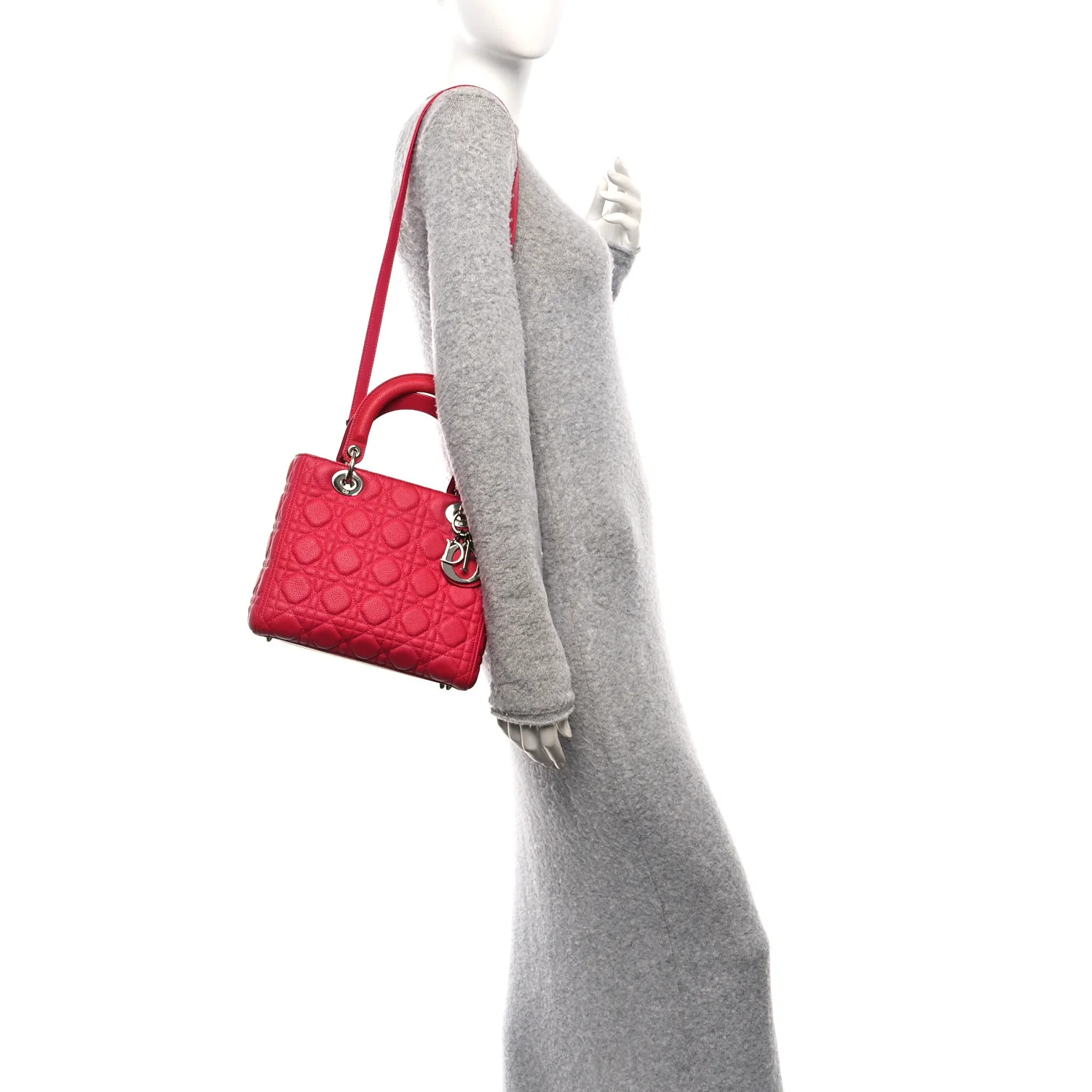Grained Calfskin Cannage Medium Lady Dior Pink - Image 2