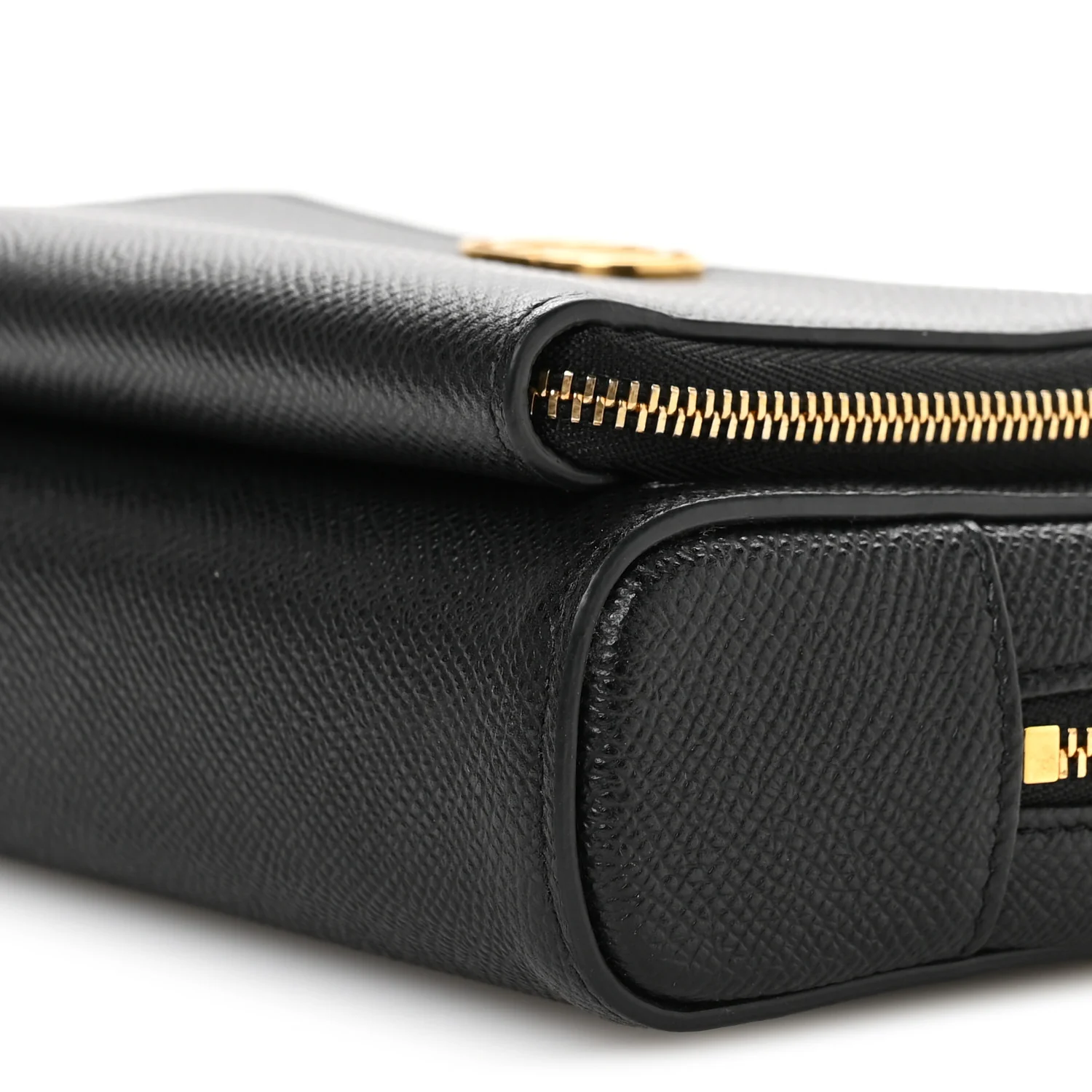 Grained Calfskin Caro Double Pouch Black - Image 10
