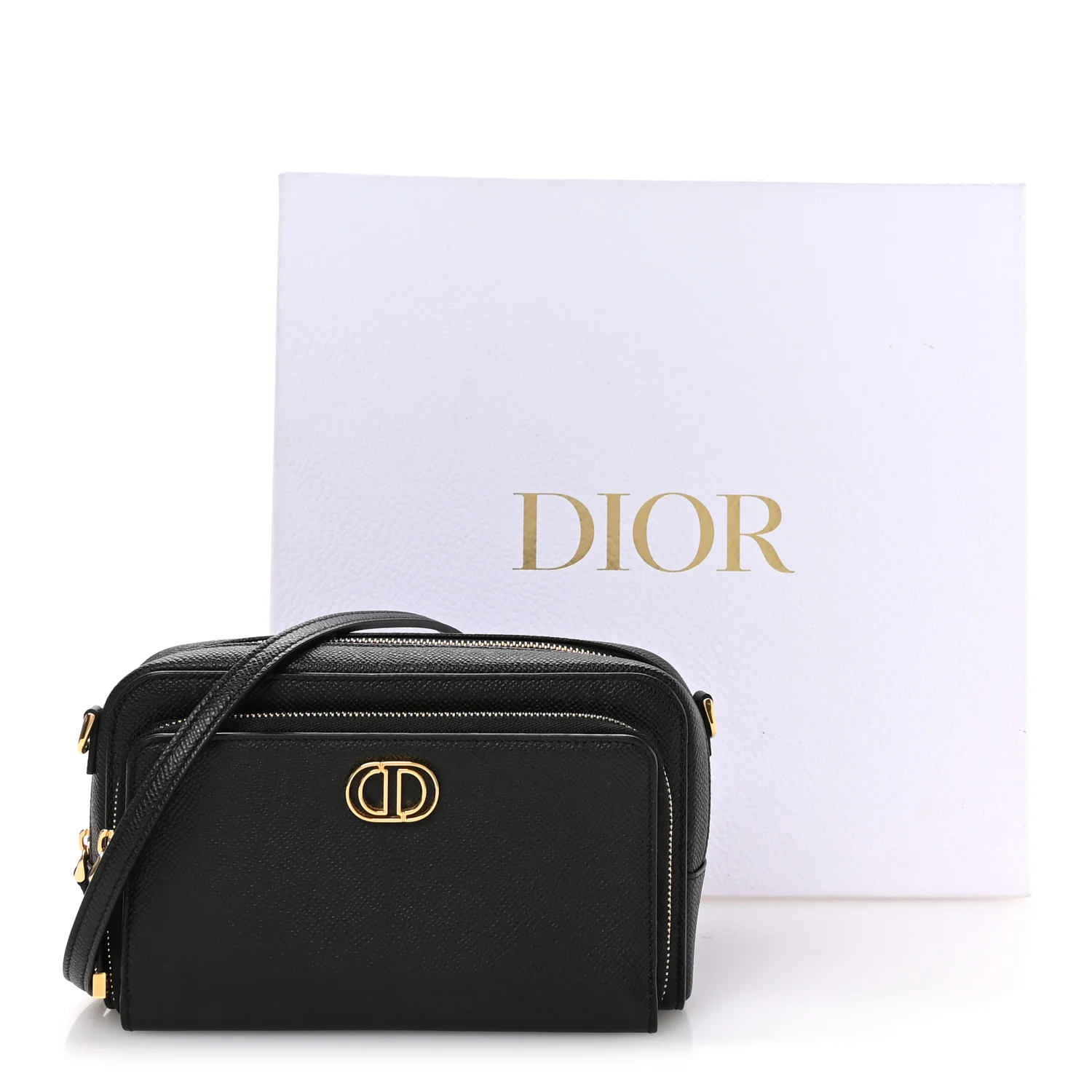 Grained Calfskin Caro Double Pouch Black - Image 11