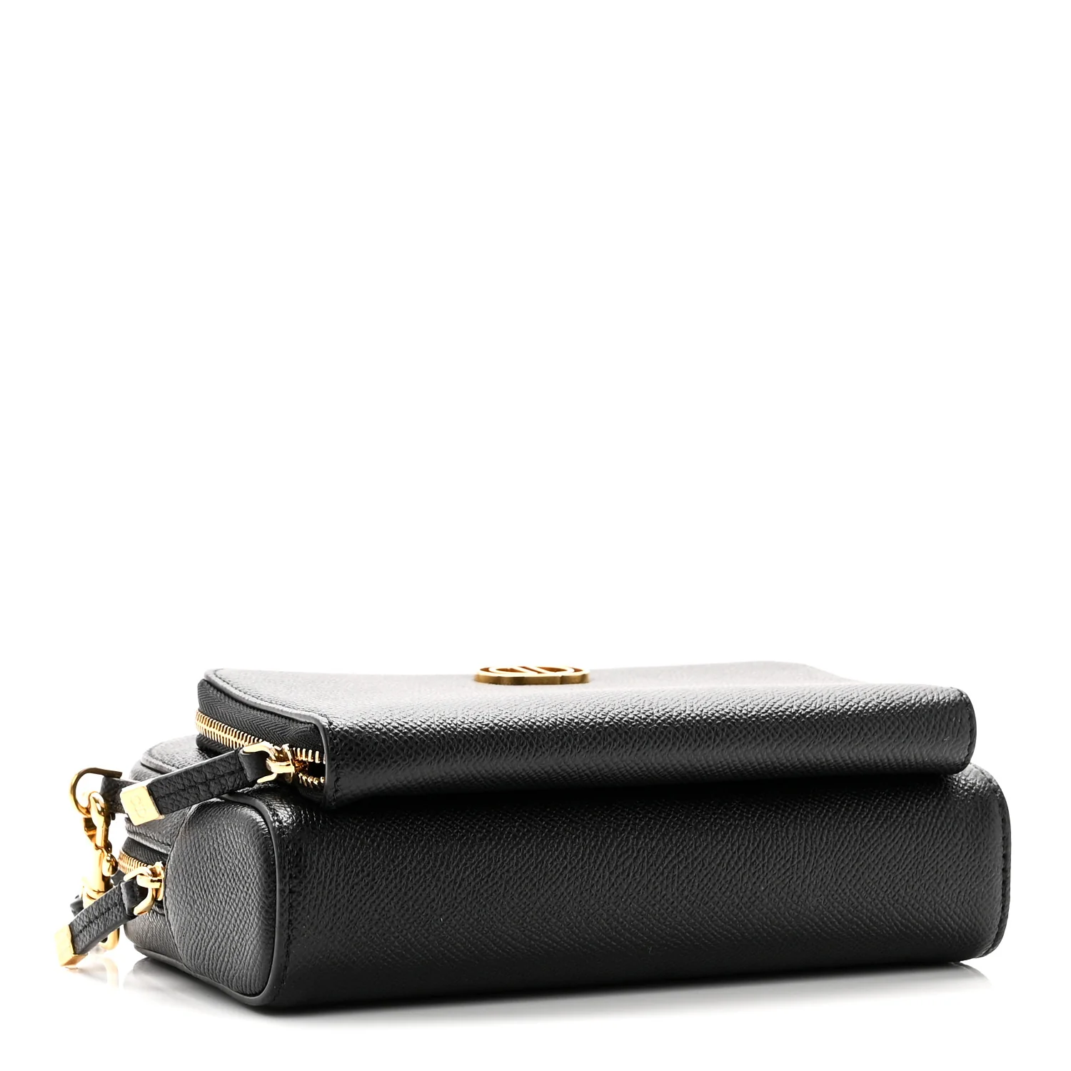 Grained Calfskin Caro Double Pouch Black - Image 4