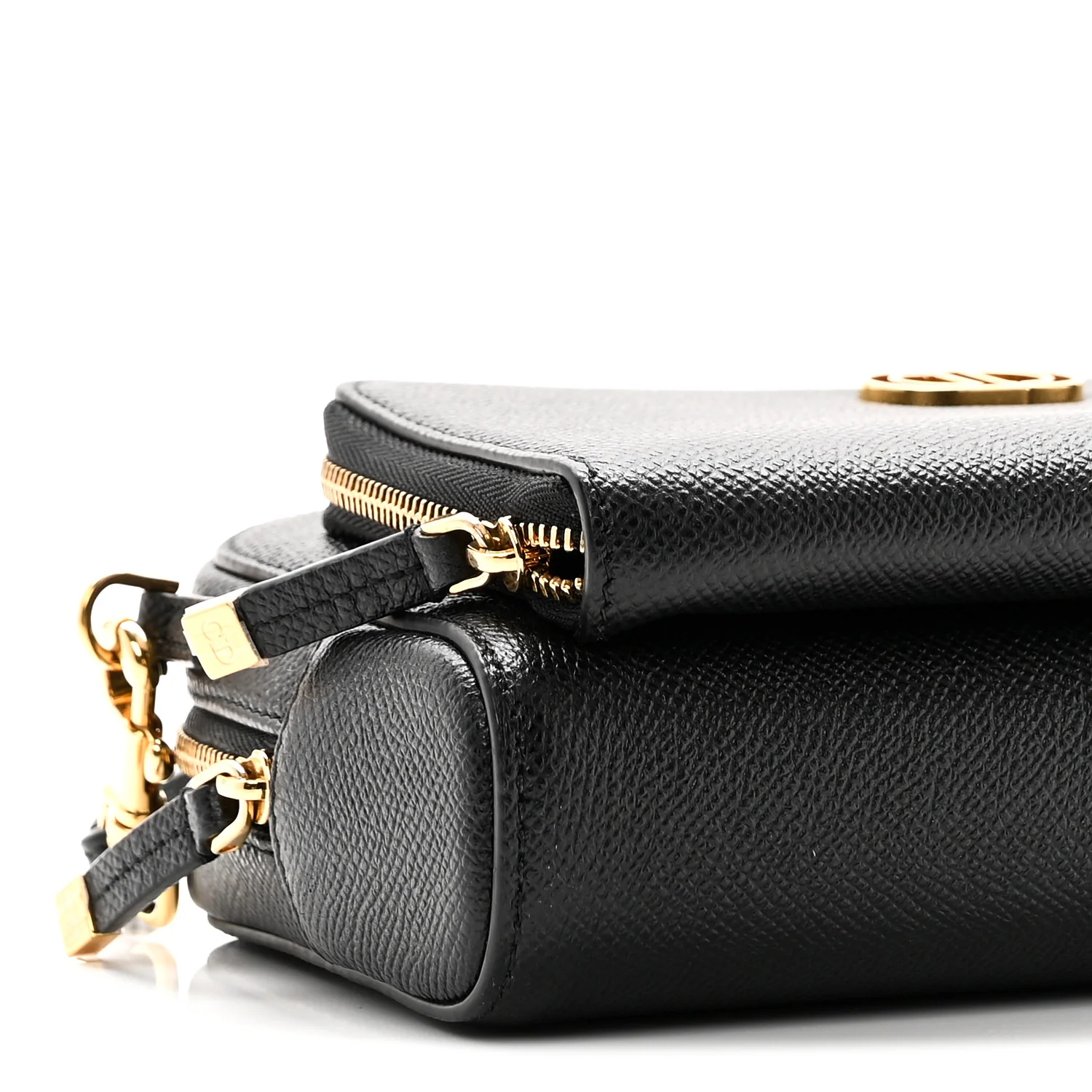 Grained Calfskin Caro Double Pouch Black - Image 8