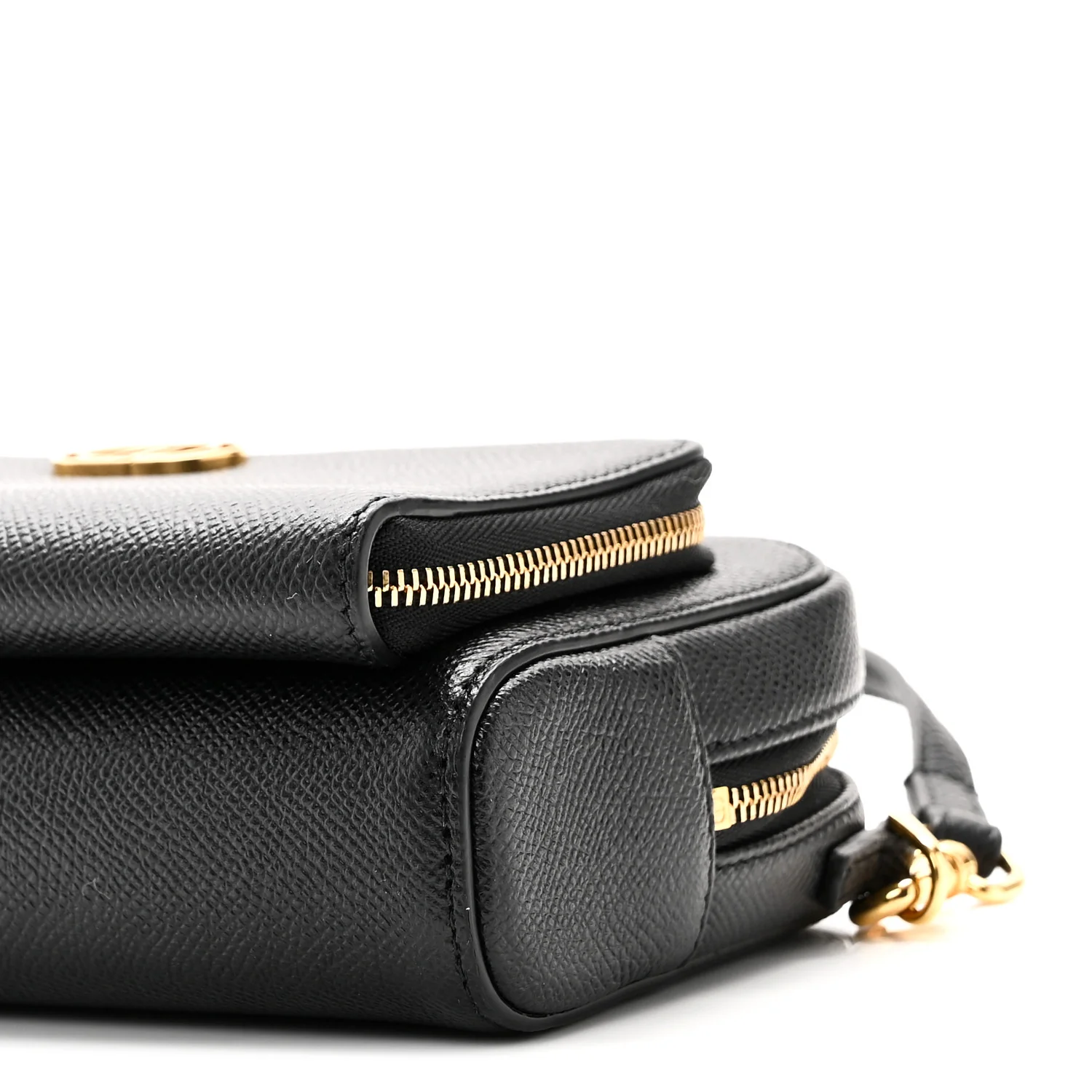 Grained Calfskin Caro Double Pouch Black - Image 9