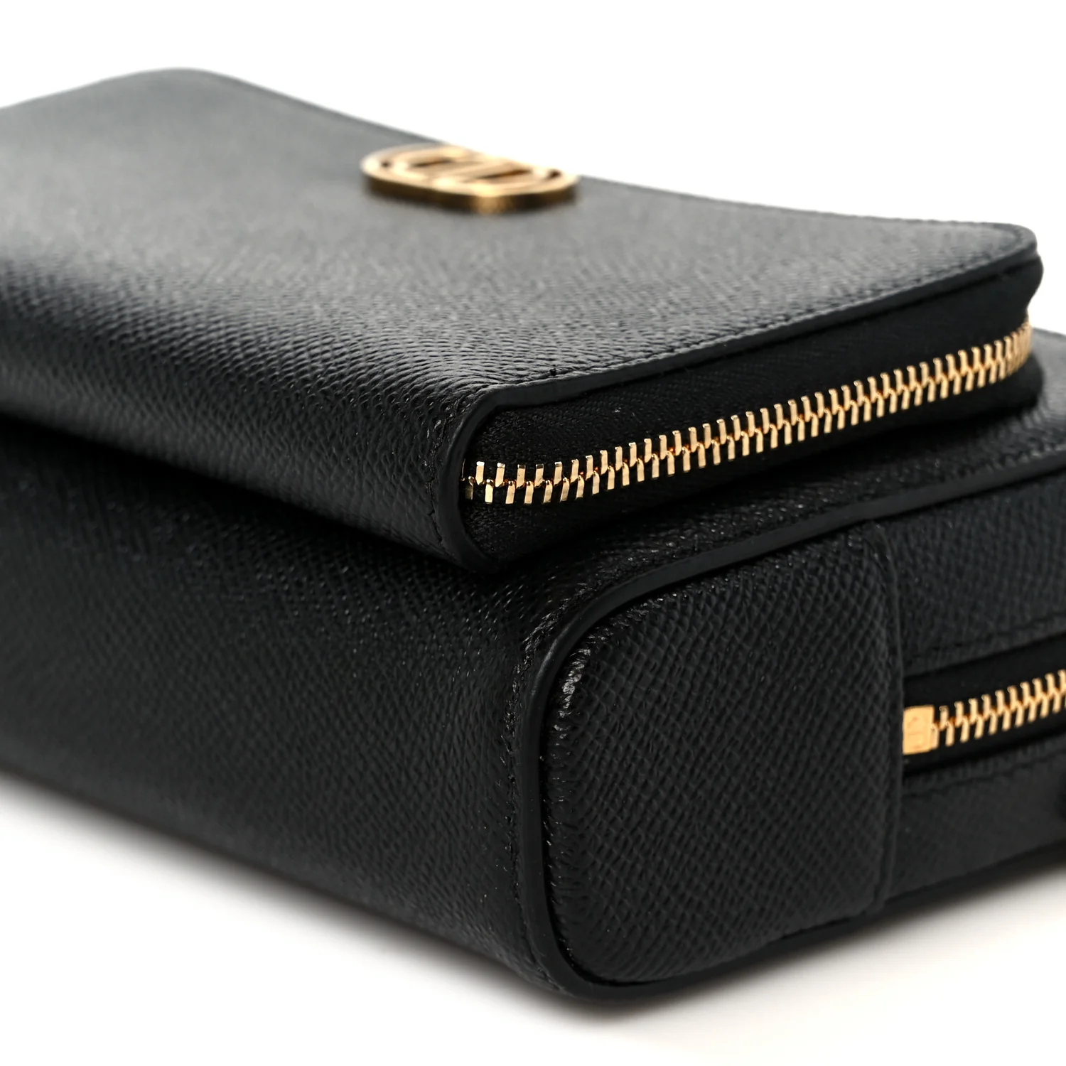Grained Calfskin Caro Double Pouch Black - Image 10