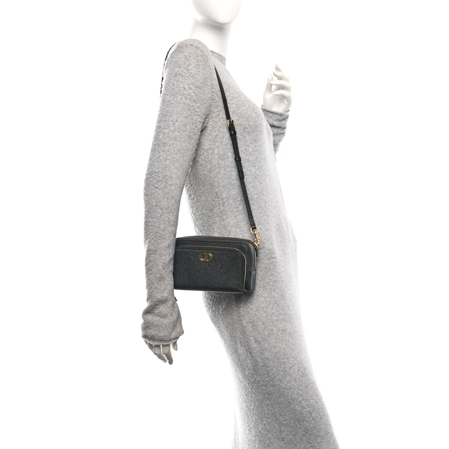 Grained Calfskin Caro Double Pouch Black - Image 2