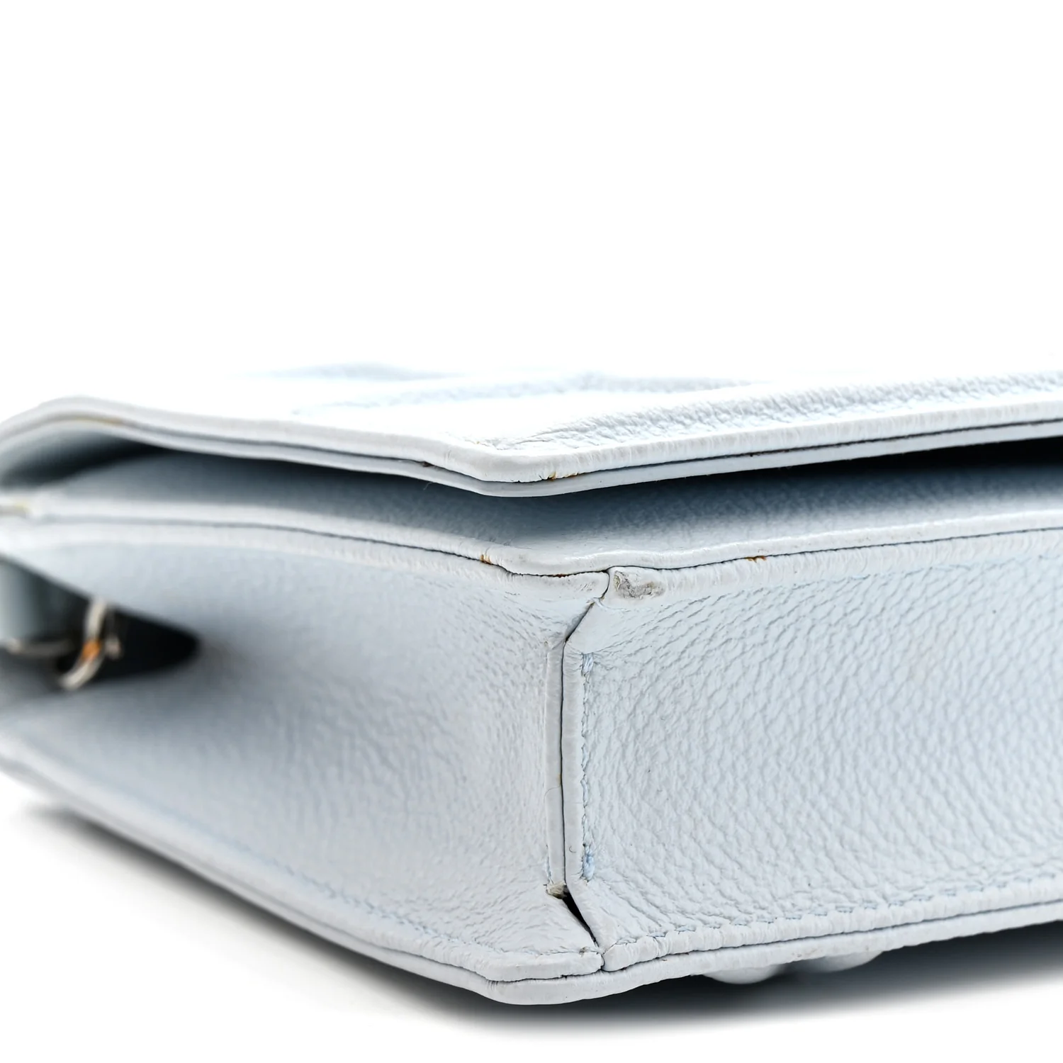 Grained Calfskin Diorama Wallet on Chain Pouch Light Blue - Image 8