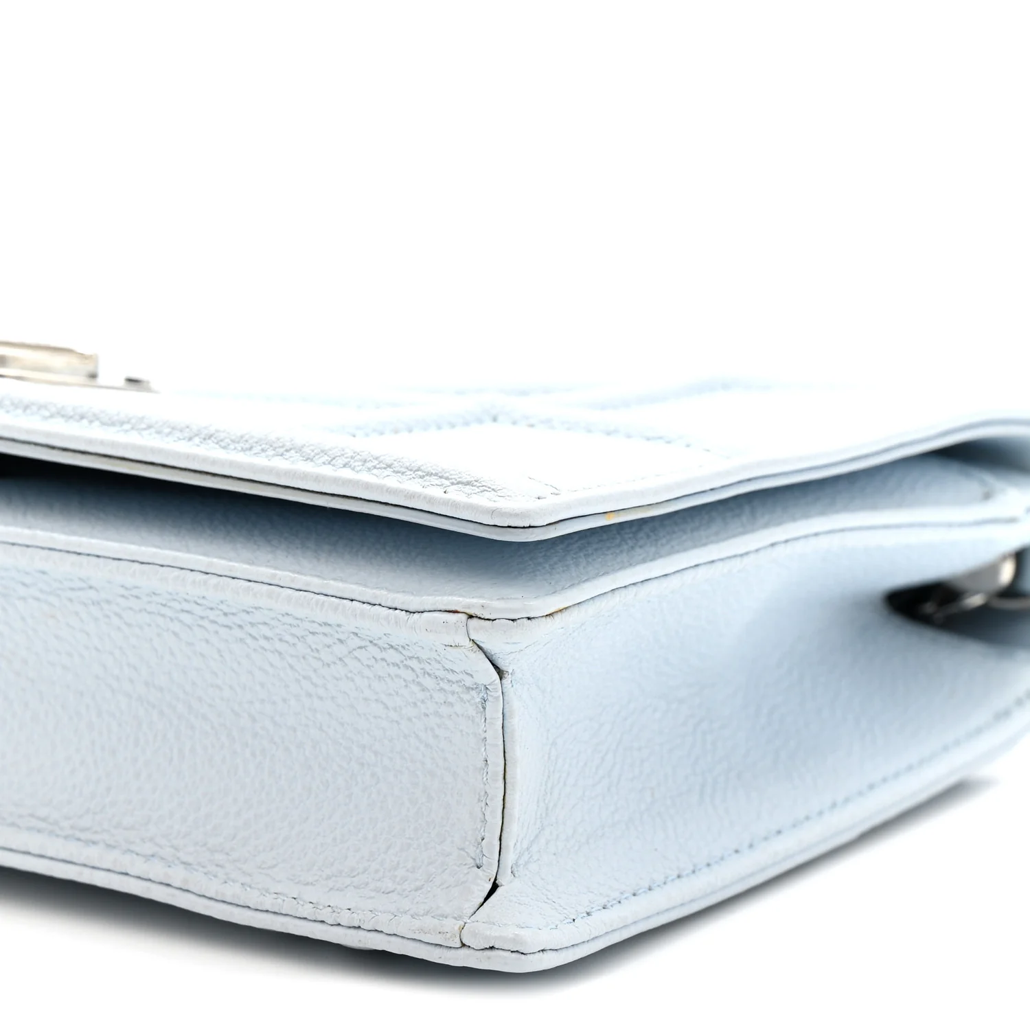 Grained Calfskin Diorama Wallet on Chain Pouch Light Blue - Image 9
