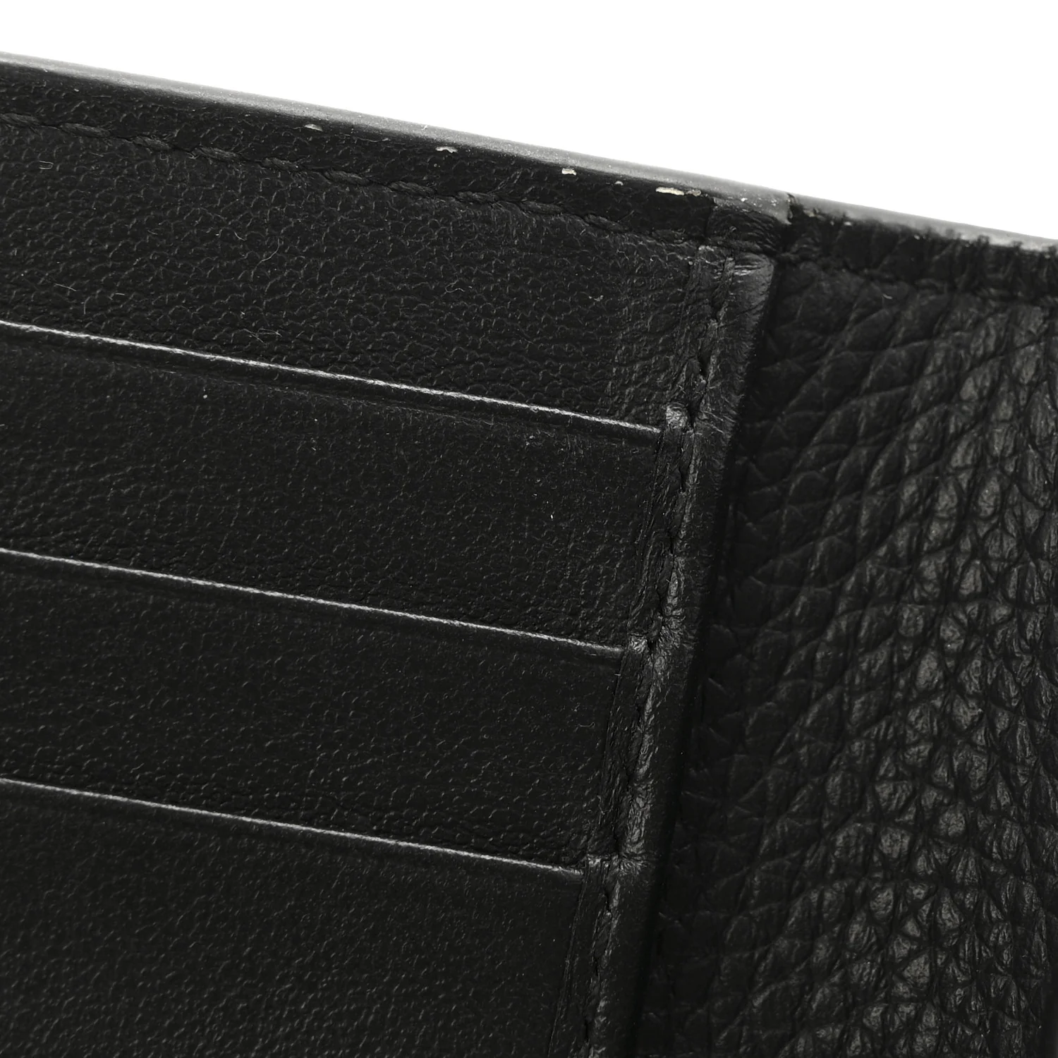 Grained Calfskin Icon Vertical Bifold Card Holder Black - Image 8
