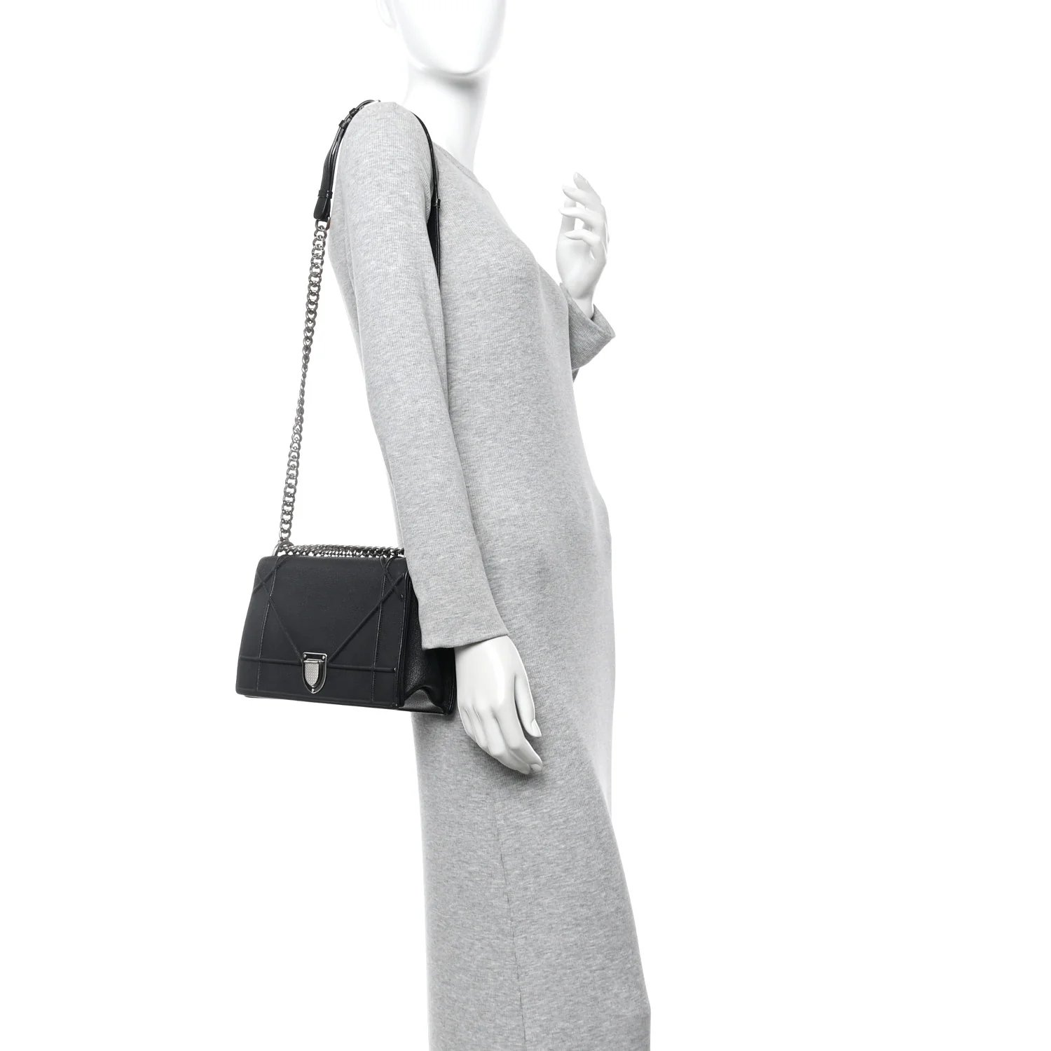 Grained Calfskin Medium Diorama Flap Bag Black - Image 2