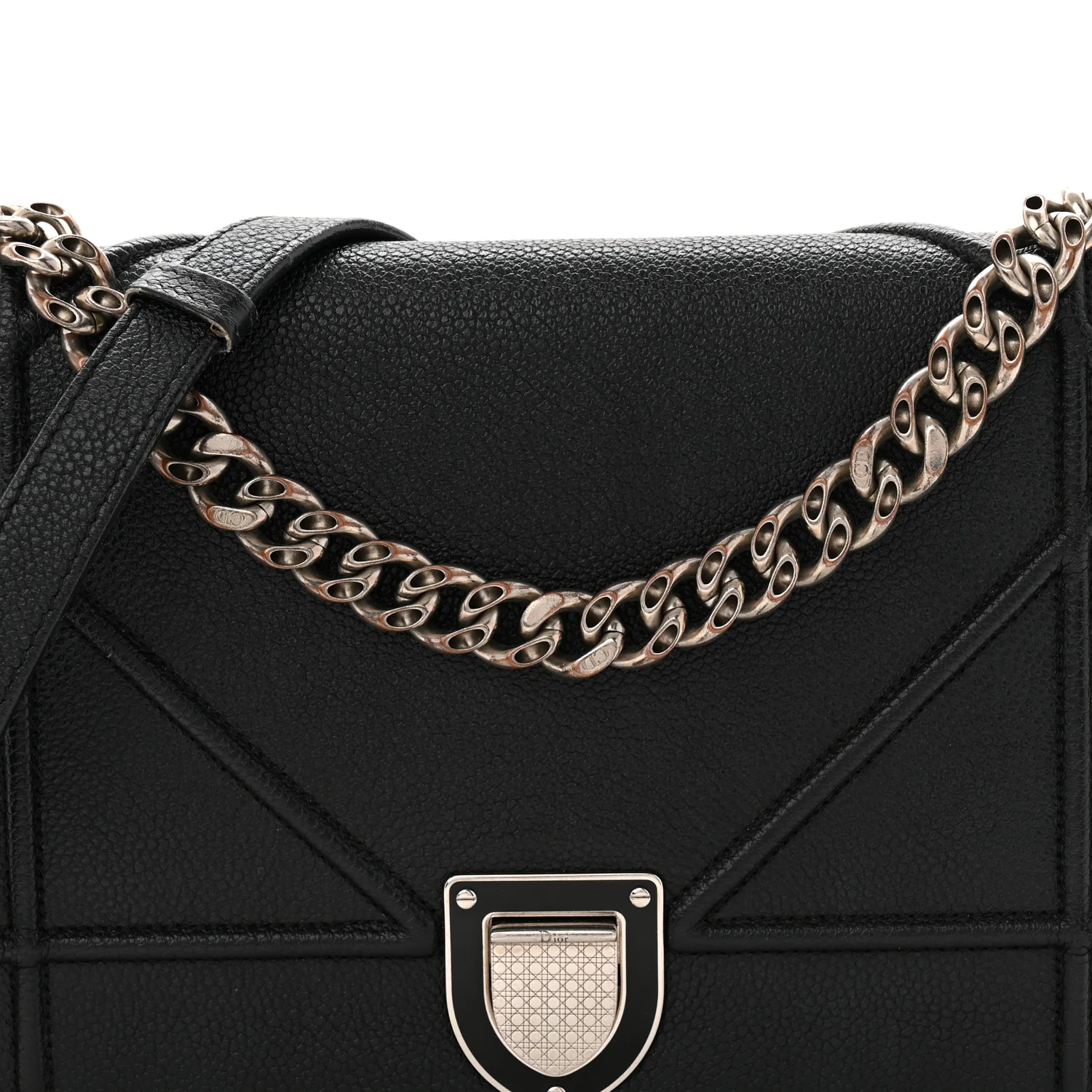 Grained Calfskin Medium Diorama Flap Bag Black - Image 8